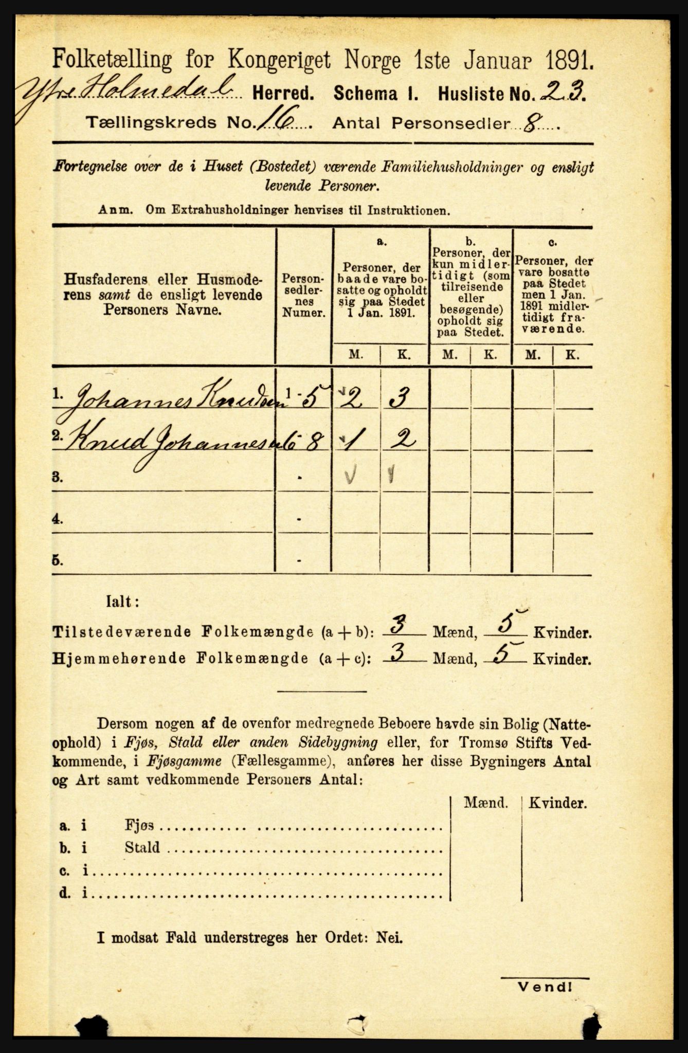 RA, 1891 census for 1429 Ytre Holmedal, 1891, p. 4219