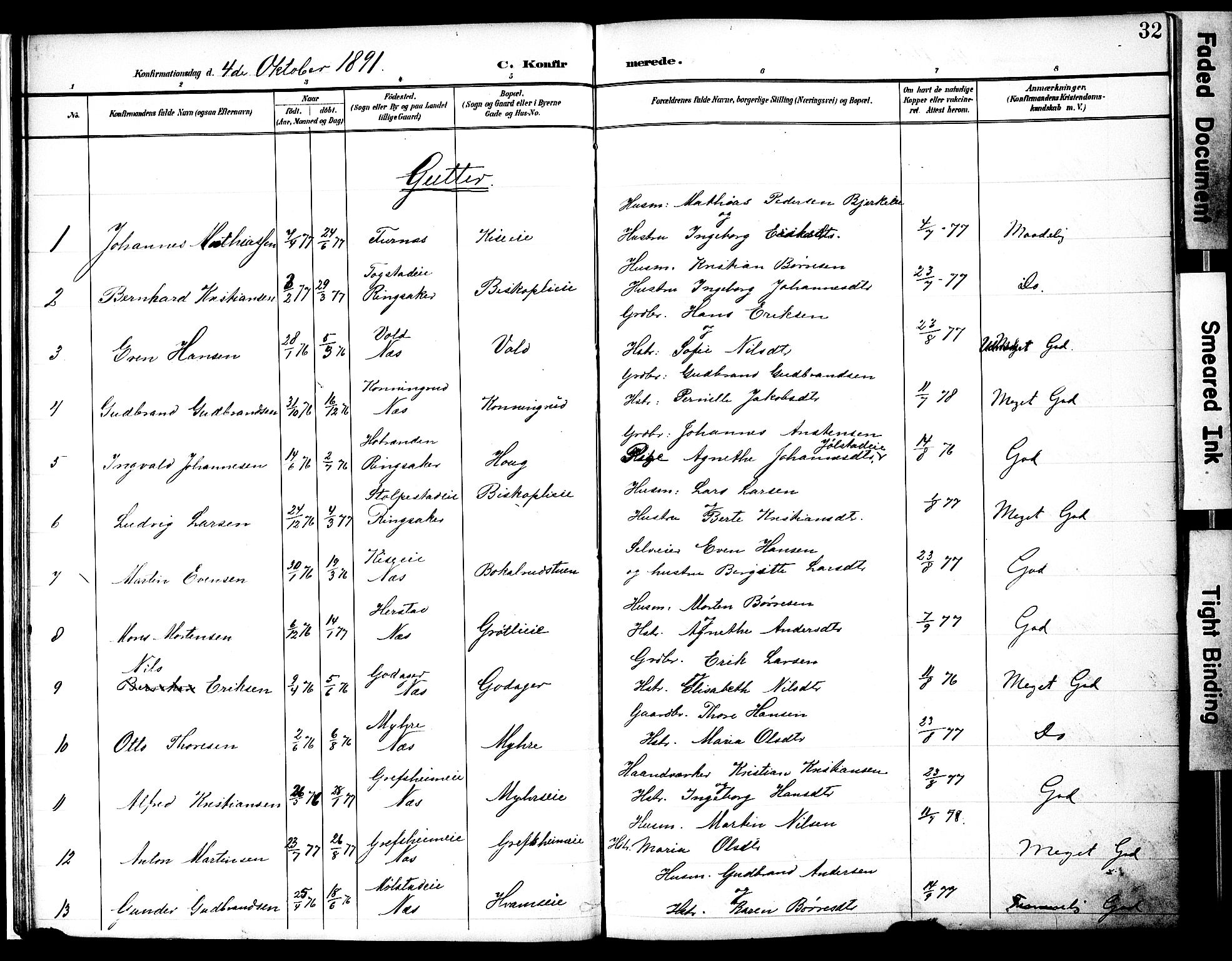 Nes prestekontor, Hedmark, AV/SAH-PREST-020/K/Ka/L0010: Parish register (official) no. 10, 1887-1905, p. 32