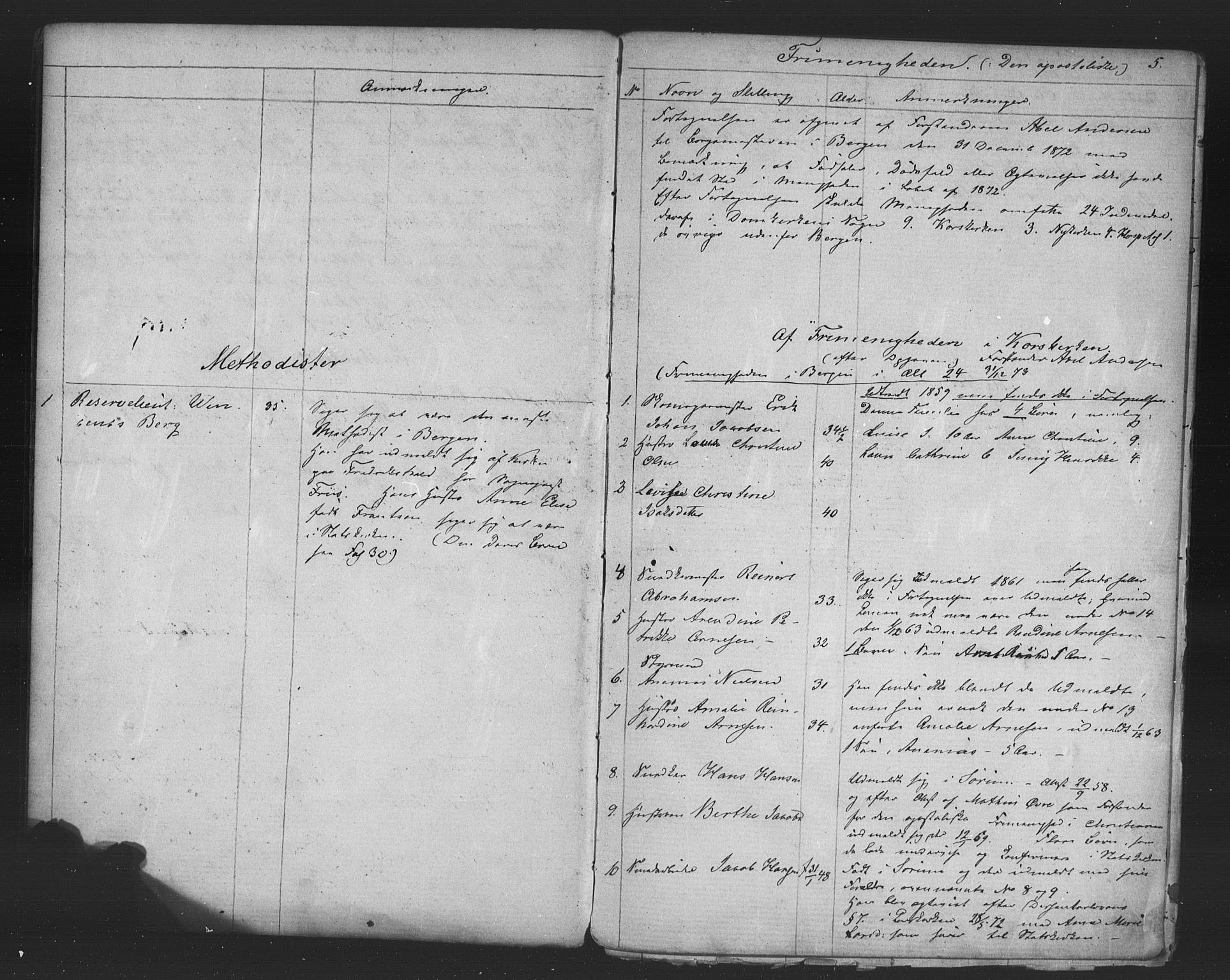 Korskirken sokneprestembete, SAB/A-76101/H/Haa/L0051: Parish register (official) no. G 1, 1871-1886, p. 5