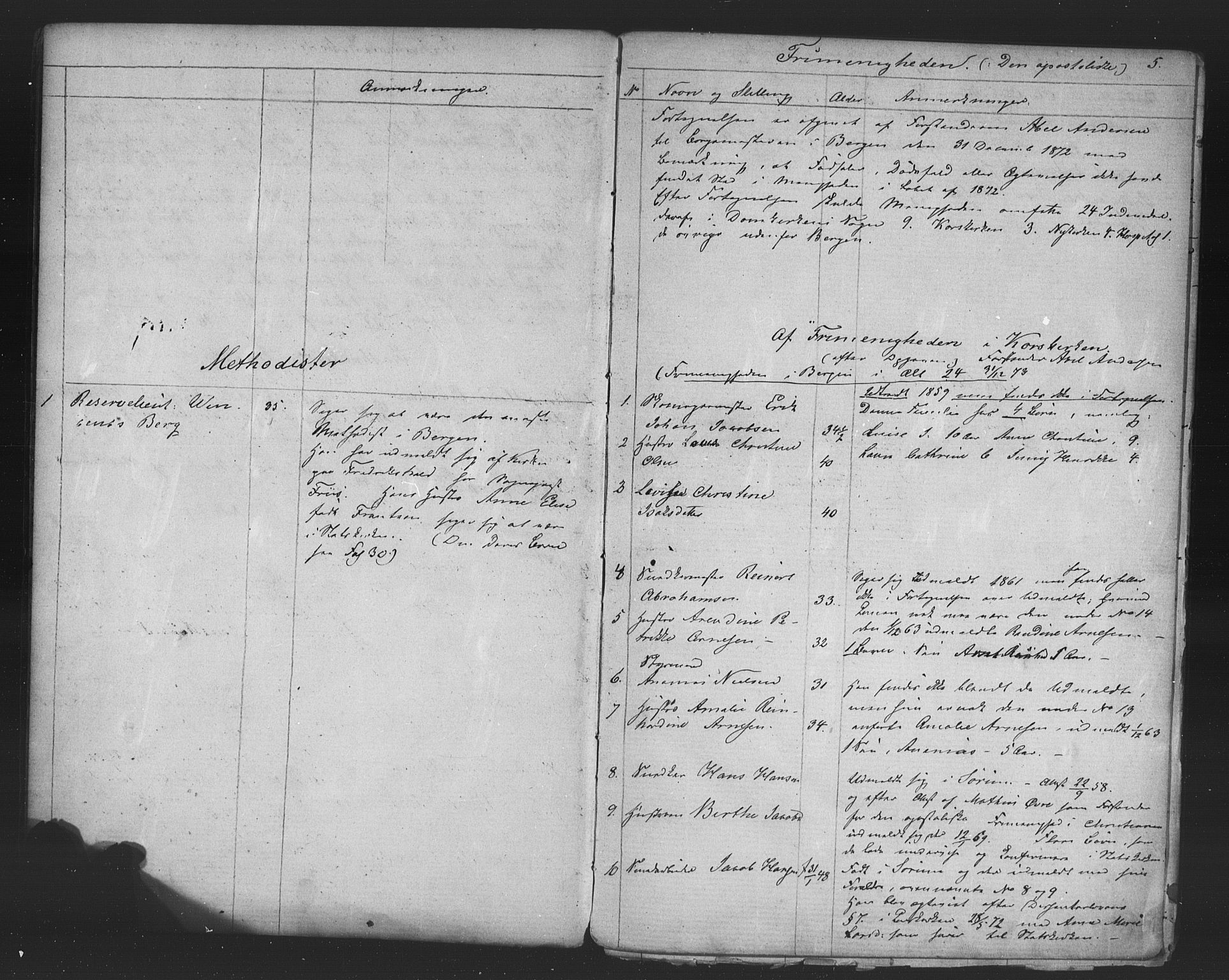 Korskirken sokneprestembete, AV/SAB-A-76101/H/Haa/L0051: Parish register (official) no. G 1, 1871-1886, p. 5