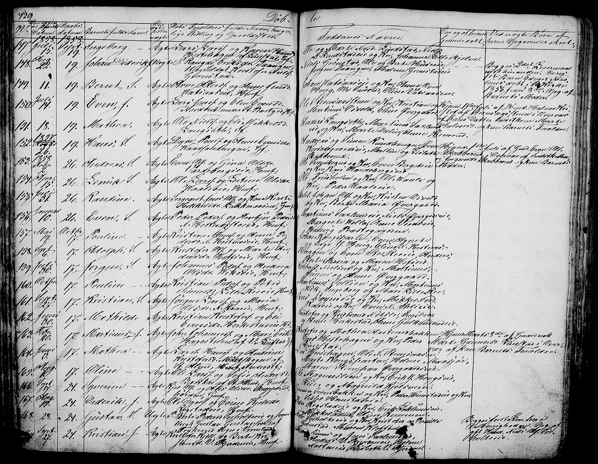 Stange prestekontor, AV/SAH-PREST-002/L/L0003: Parish register (copy) no. 3, 1840-1864, p. 129