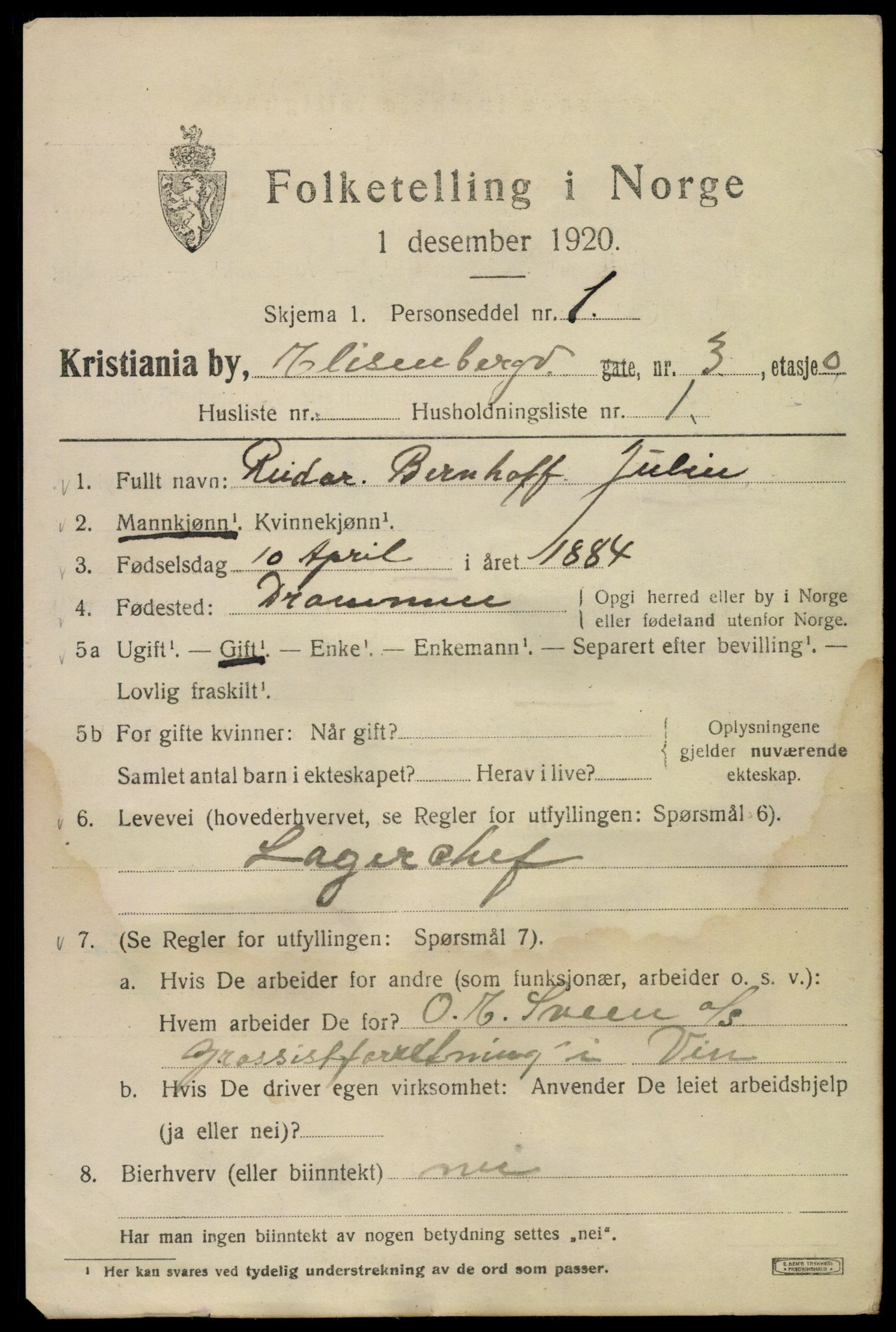 SAO, 1920 census for Kristiania, 1920, p. 213293