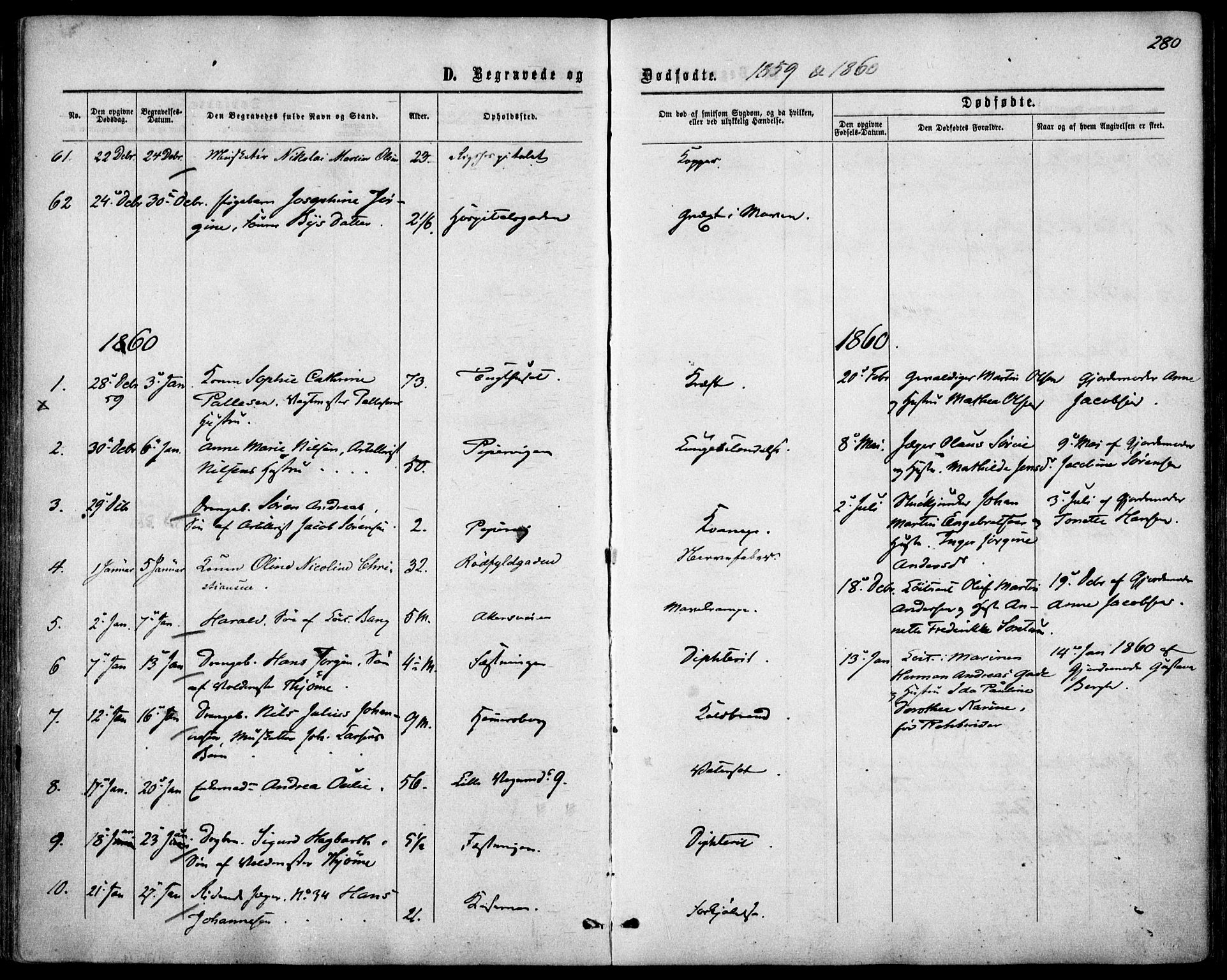 Garnisonsmenigheten Kirkebøker, SAO/A-10846/F/Fa/L0010: Parish register (official) no. 10, 1859-1869, p. 280
