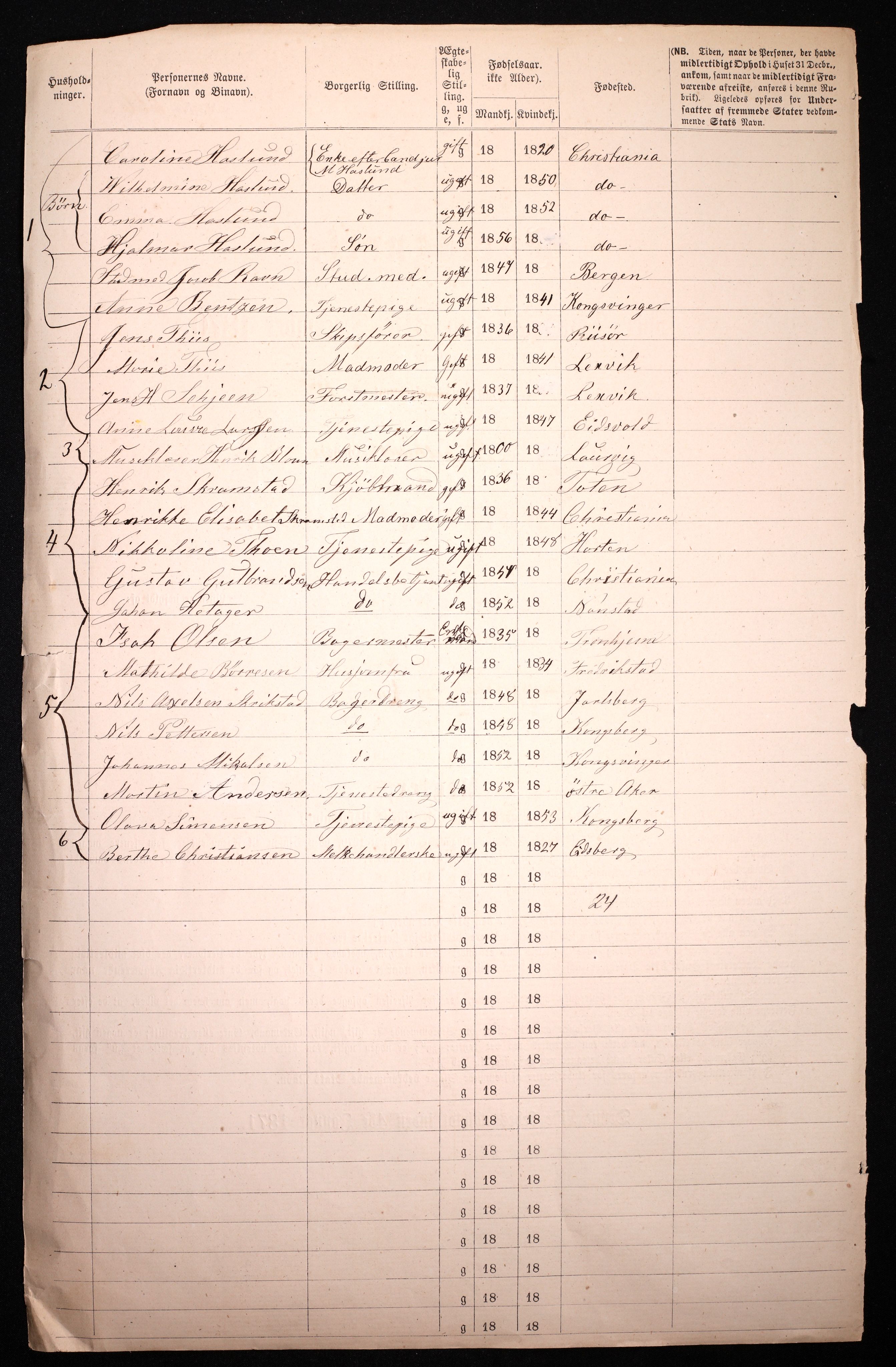 RA, 1870 census for 0301 Kristiania, 1870, p. 3101