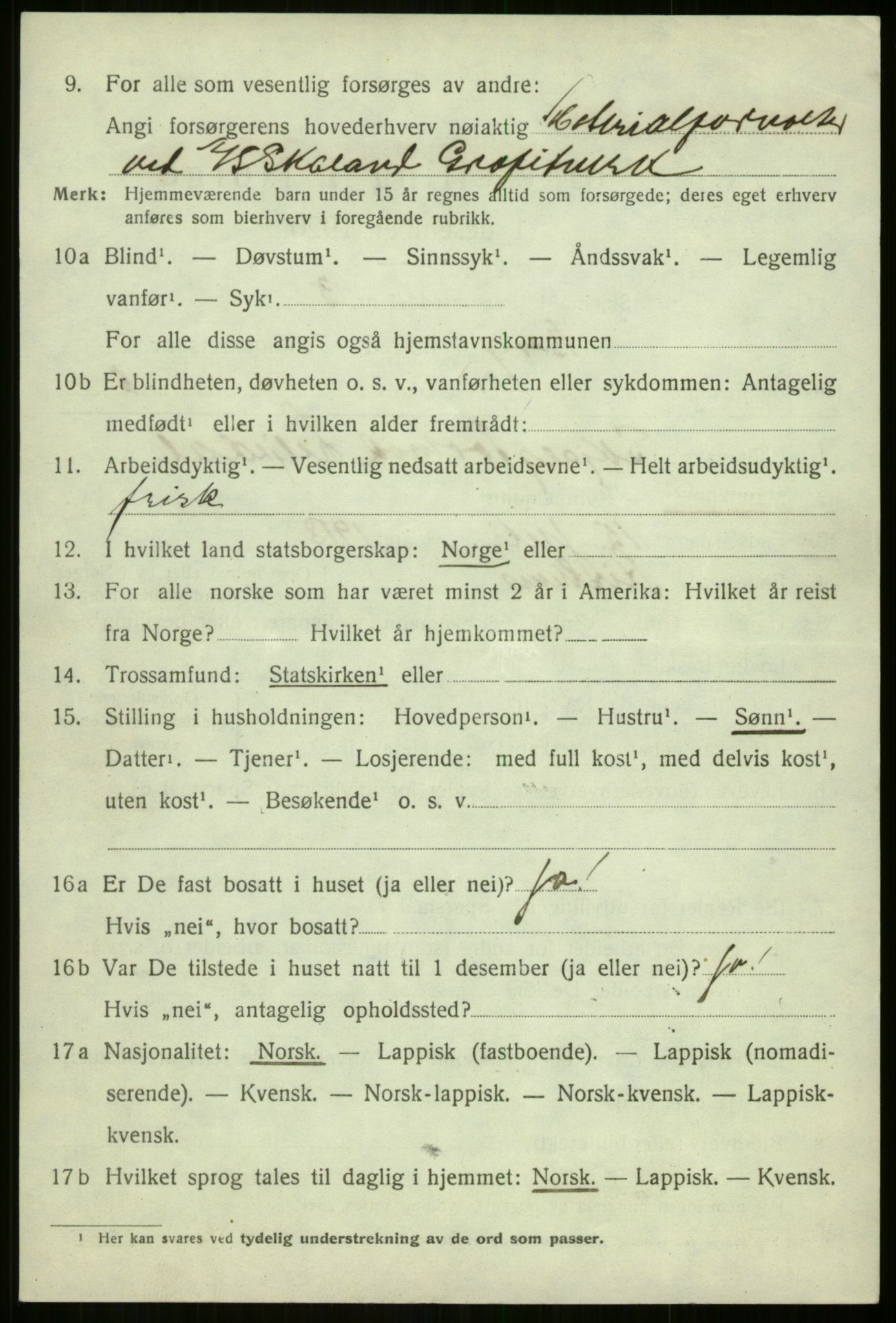 SATØ, 1920 census for Berg, 1920, p. 2050