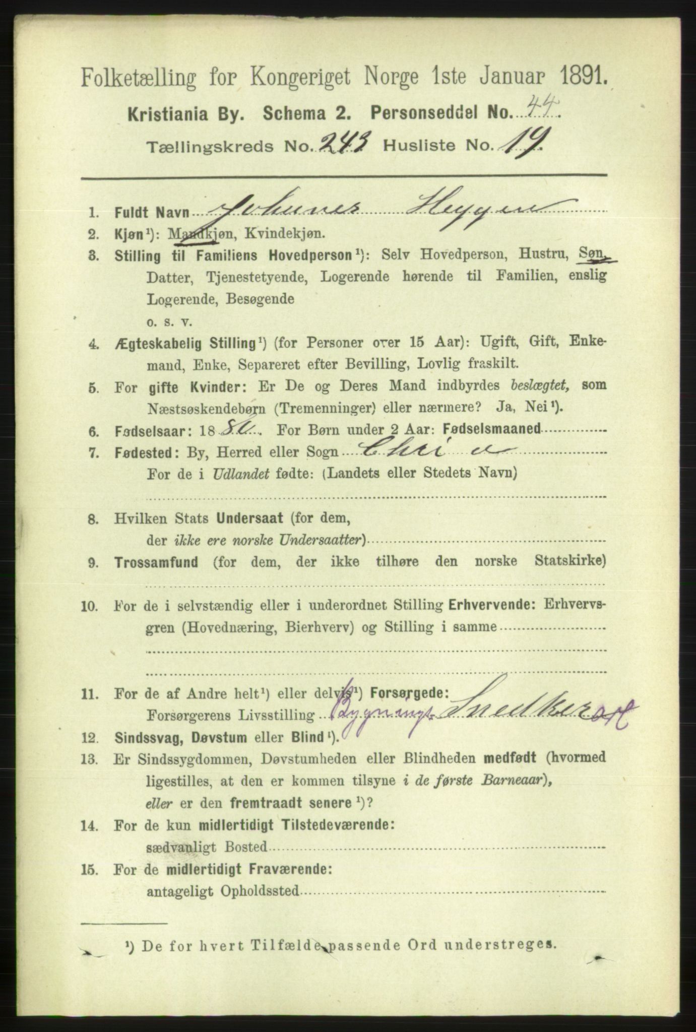 RA, 1891 census for 0301 Kristiania, 1891, p. 148228