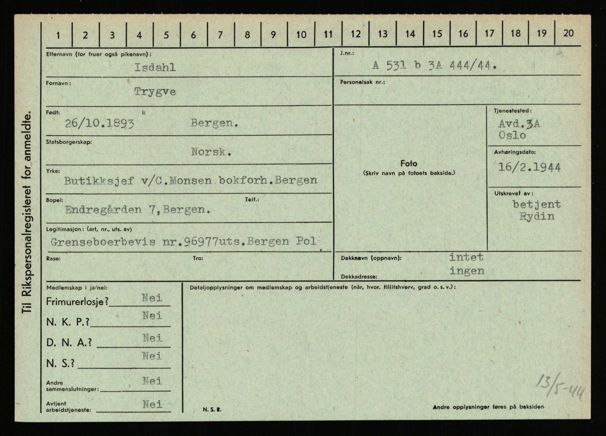 Statspolitiet - Hovedkontoret / Osloavdelingen, AV/RA-S-1329/C/Ca/L0007: Hol - Joelsen, 1943-1945, p. 2595