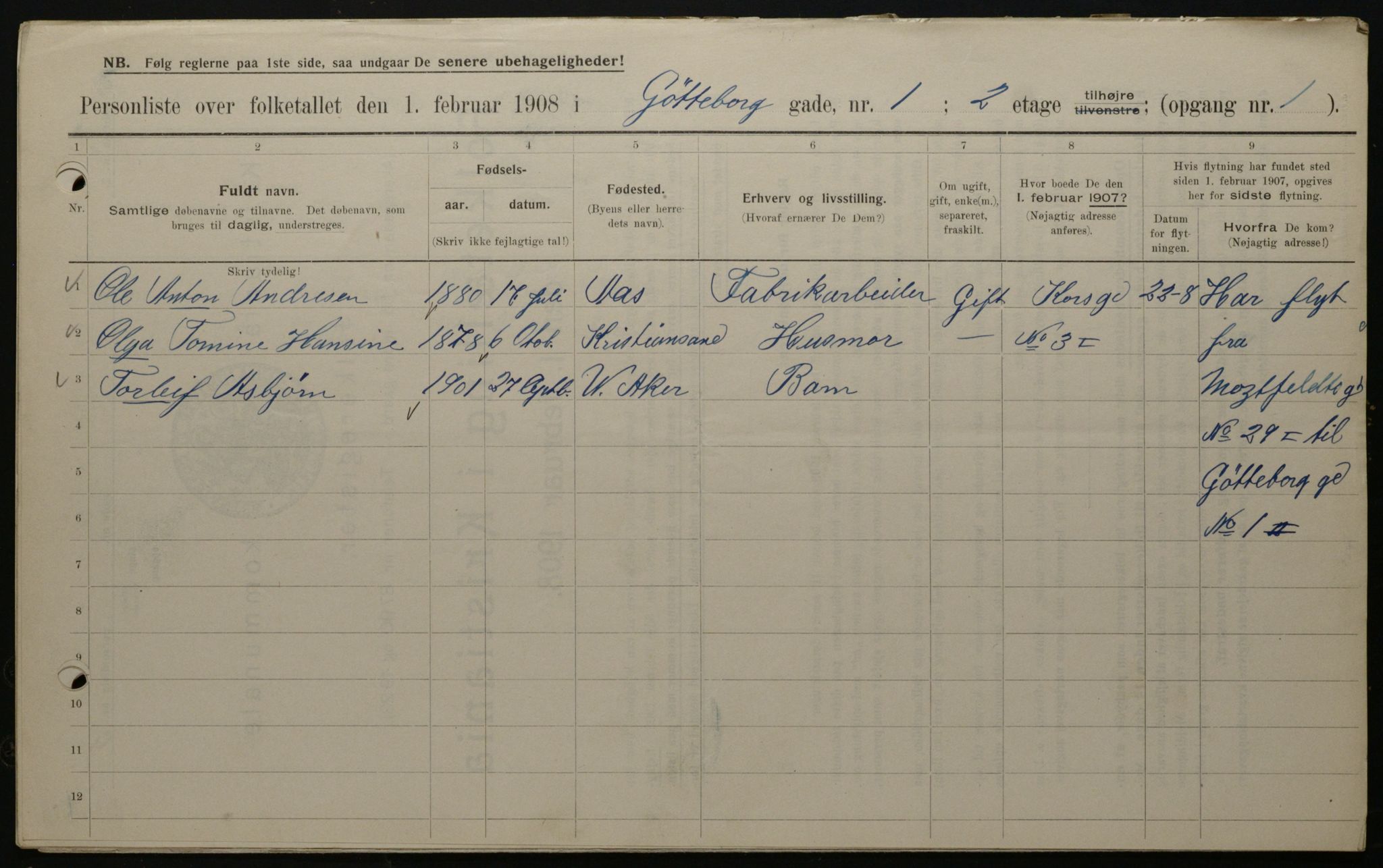 OBA, Municipal Census 1908 for Kristiania, 1908, p. 29538