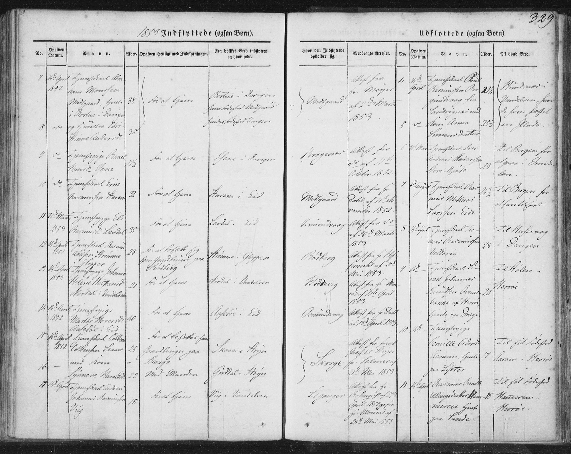 Selje sokneprestembete, AV/SAB-A-99938/H/Ha/Haa/Haaa: Parish register (official) no. A 10, 1844-1858, p. 329