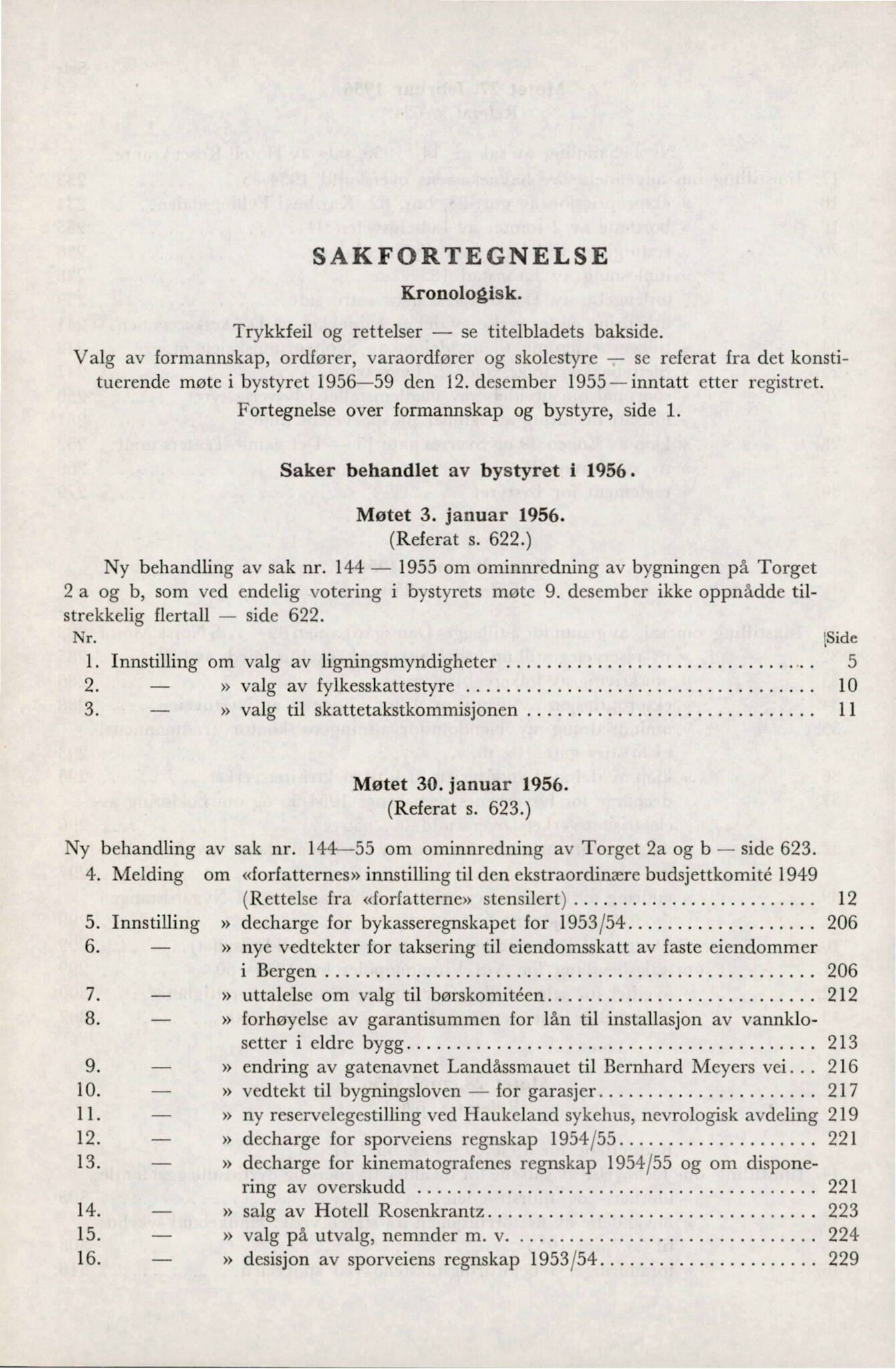 Bergen kommune. Formannskapet, BBA/A-0003/Ad/L0172: Bergens Kommuneforhandlinger, bind I, 1956