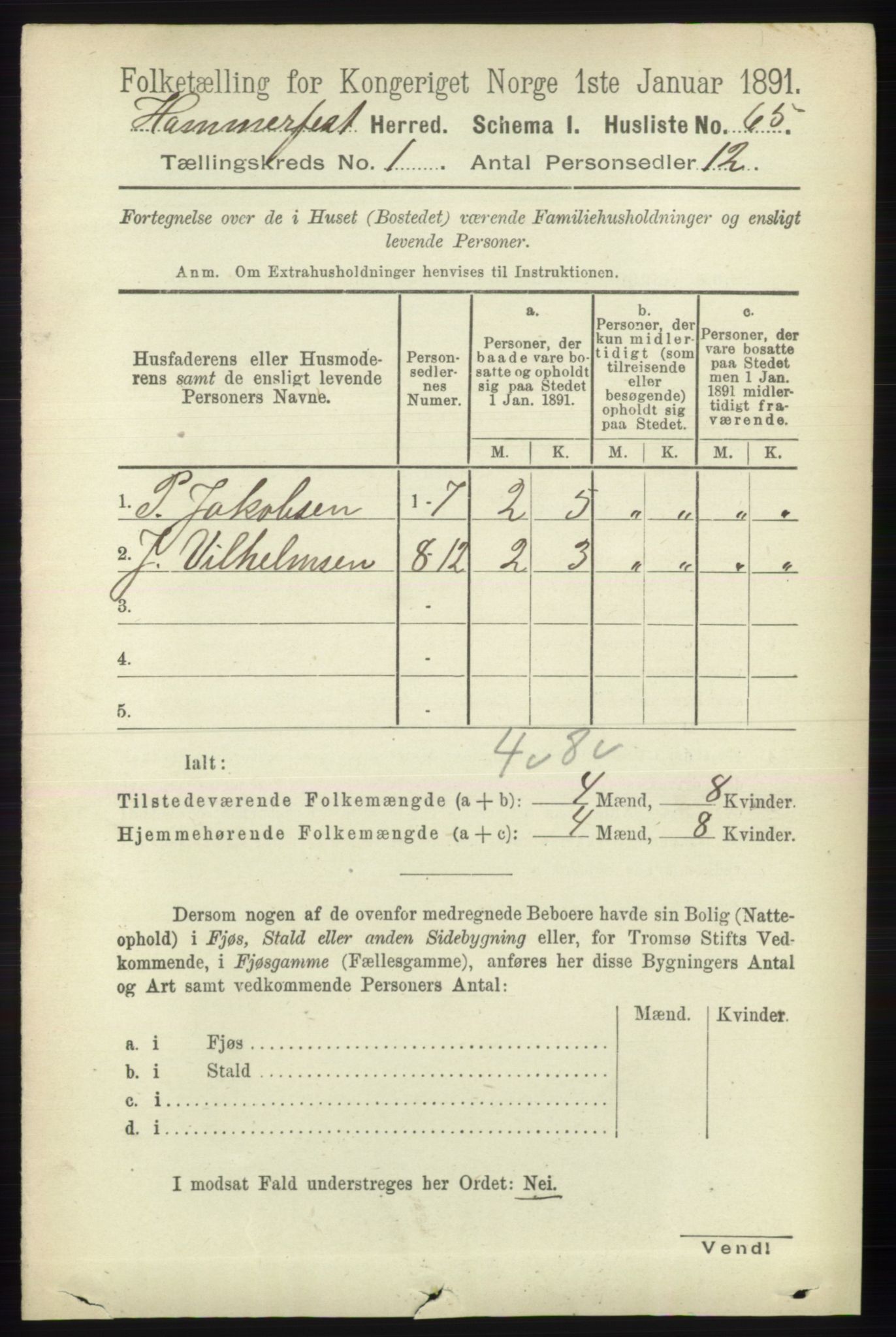 RA, 1891 census for 2016 Hammerfest, 1891, p. 78