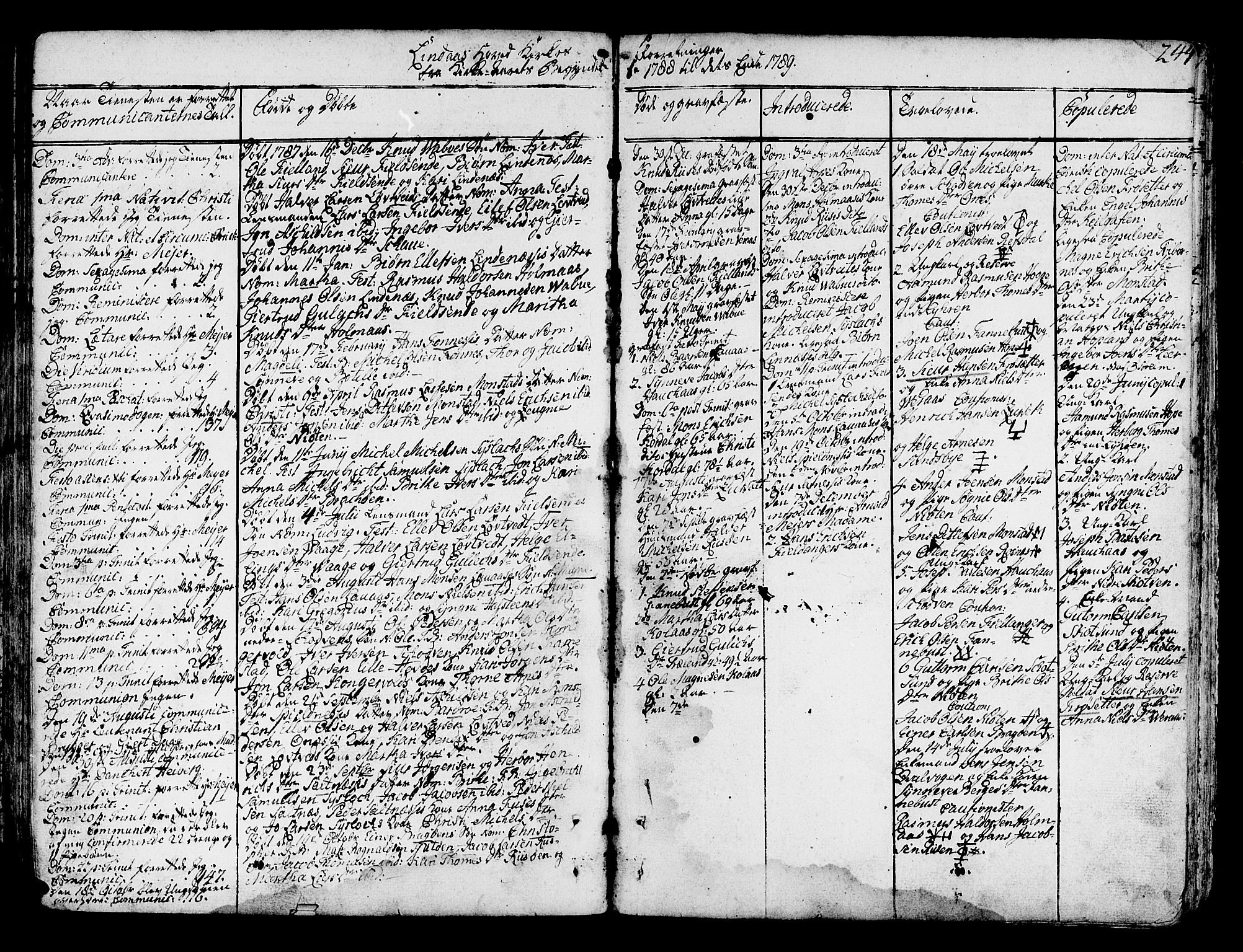 Lindås Sokneprestembete, SAB/A-76701/H/Haa: Parish register (official) no. A 4, 1764-1791, p. 244