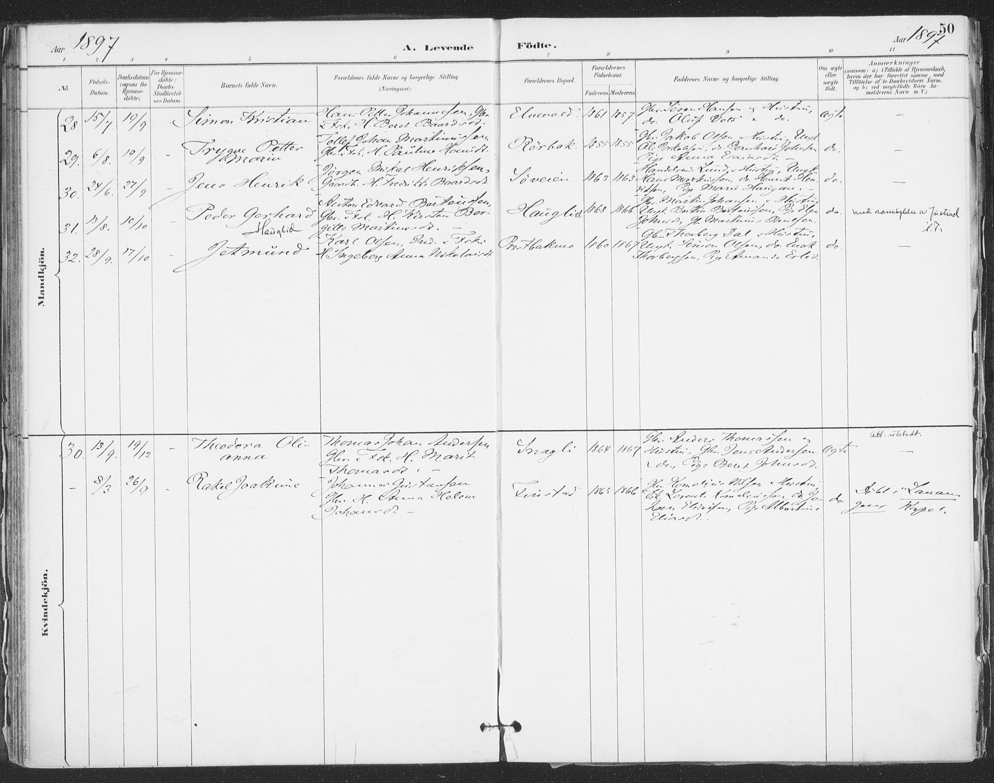 Ibestad sokneprestembete, AV/SATØ-S-0077/H/Ha/Haa/L0015kirke: Parish register (official) no. 15, 1888-1899, p. 50