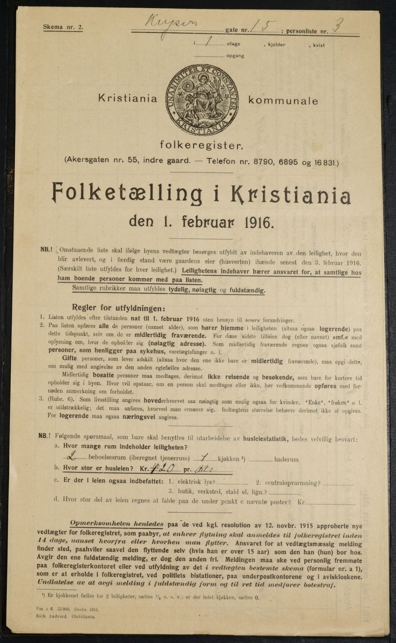 OBA, Municipal Census 1916 for Kristiania, 1916, p. 50452