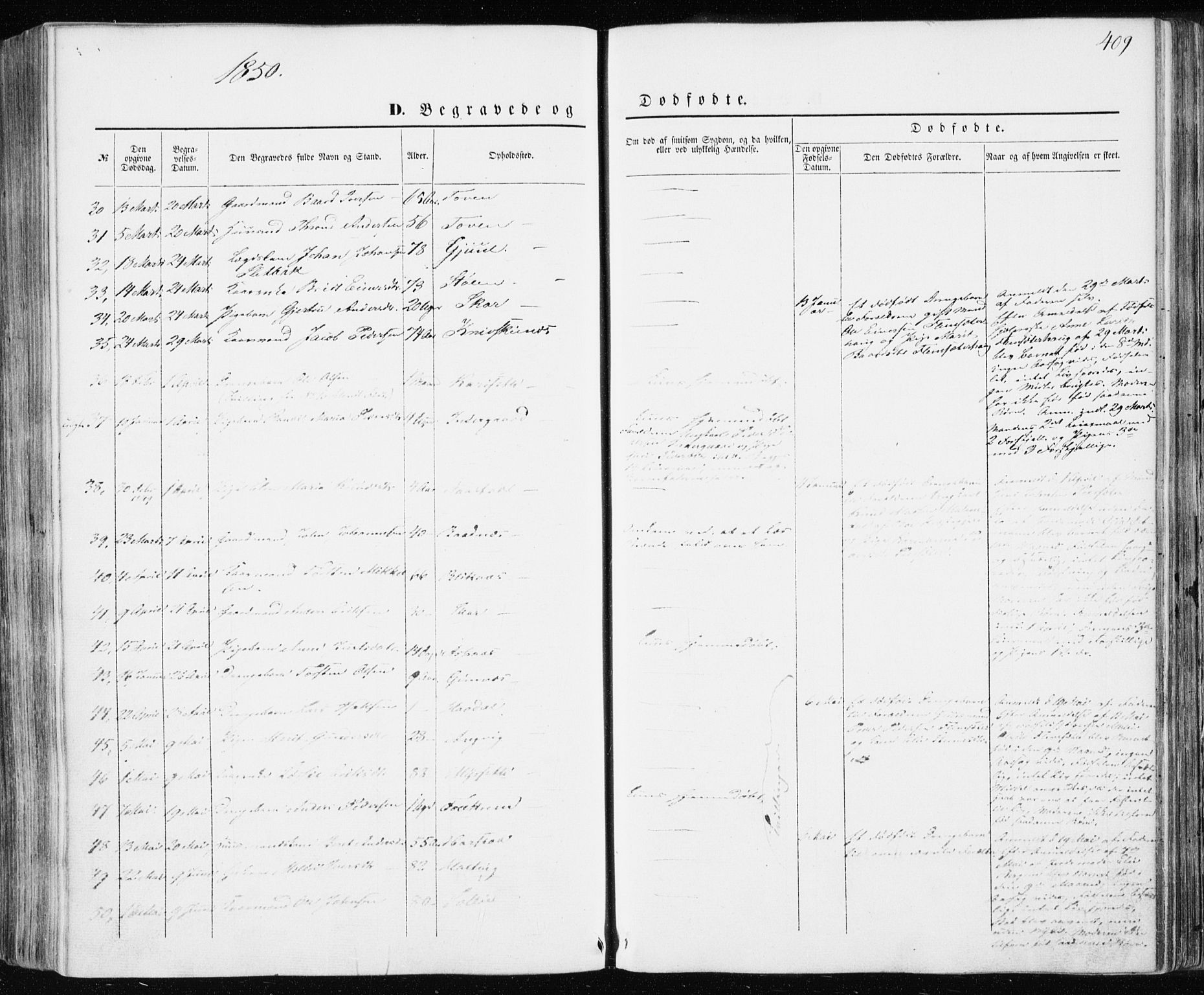 Ministerialprotokoller, klokkerbøker og fødselsregistre - Møre og Romsdal, AV/SAT-A-1454/586/L0984: Parish register (official) no. 586A10, 1844-1856, p. 409