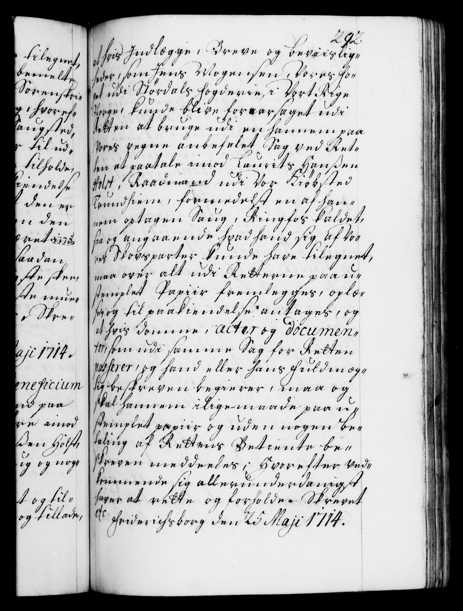 Danske Kanselli 1572-1799, AV/RA-EA-3023/F/Fc/Fca/Fcaa/L0021: Norske registre, 1712-1715, p. 292a