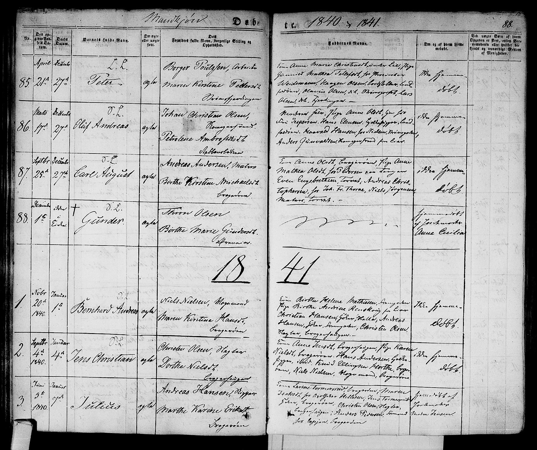 Bragernes kirkebøker, SAKO/A-6/F/Fb/L0001: Parish register (official) no. II 1, 1830-1847, p. 88