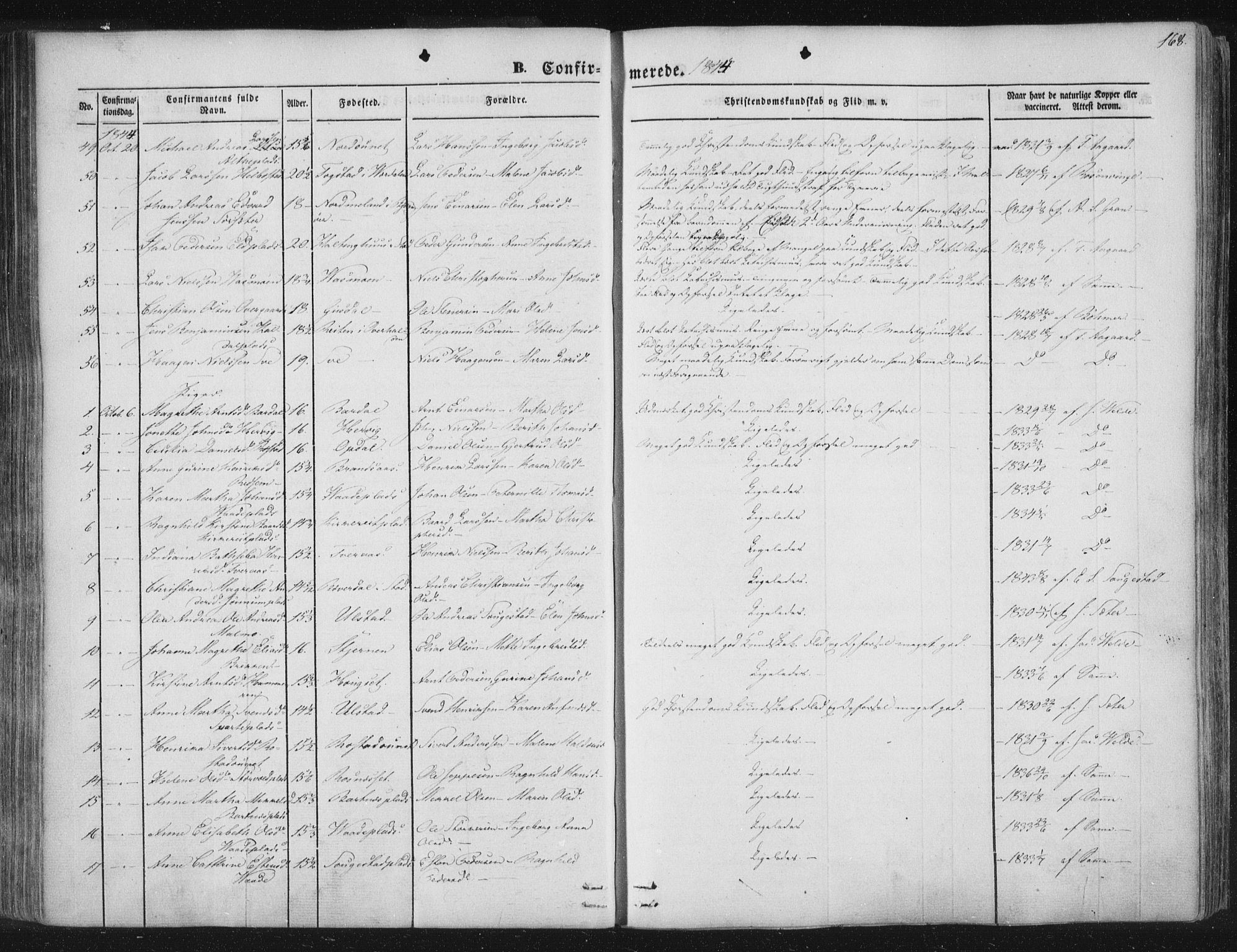 Ministerialprotokoller, klokkerbøker og fødselsregistre - Nord-Trøndelag, AV/SAT-A-1458/741/L0392: Parish register (official) no. 741A06, 1836-1848, p. 168