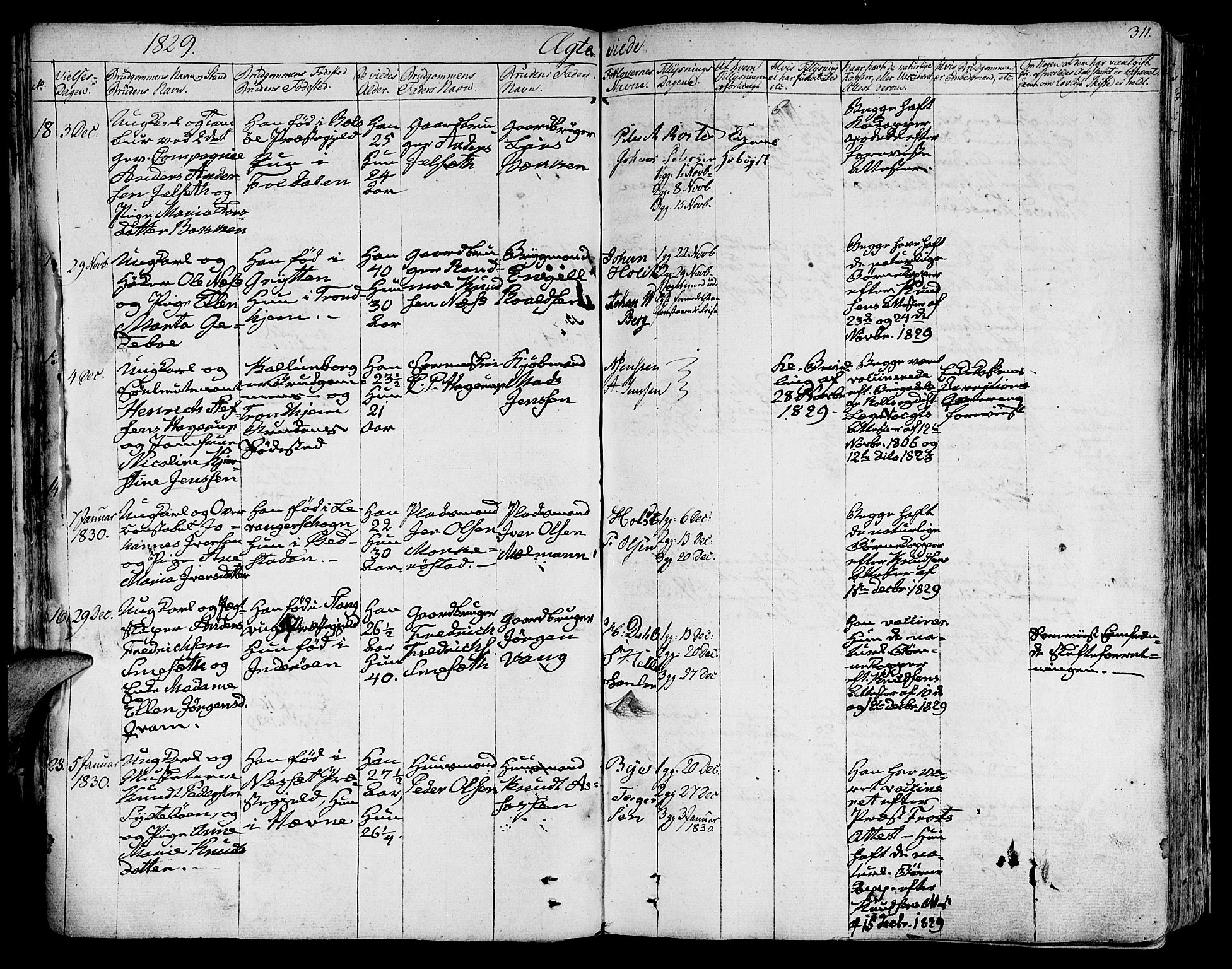 Ministerialprotokoller, klokkerbøker og fødselsregistre - Sør-Trøndelag, SAT/A-1456/602/L0109: Parish register (official) no. 602A07, 1821-1840, p. 311