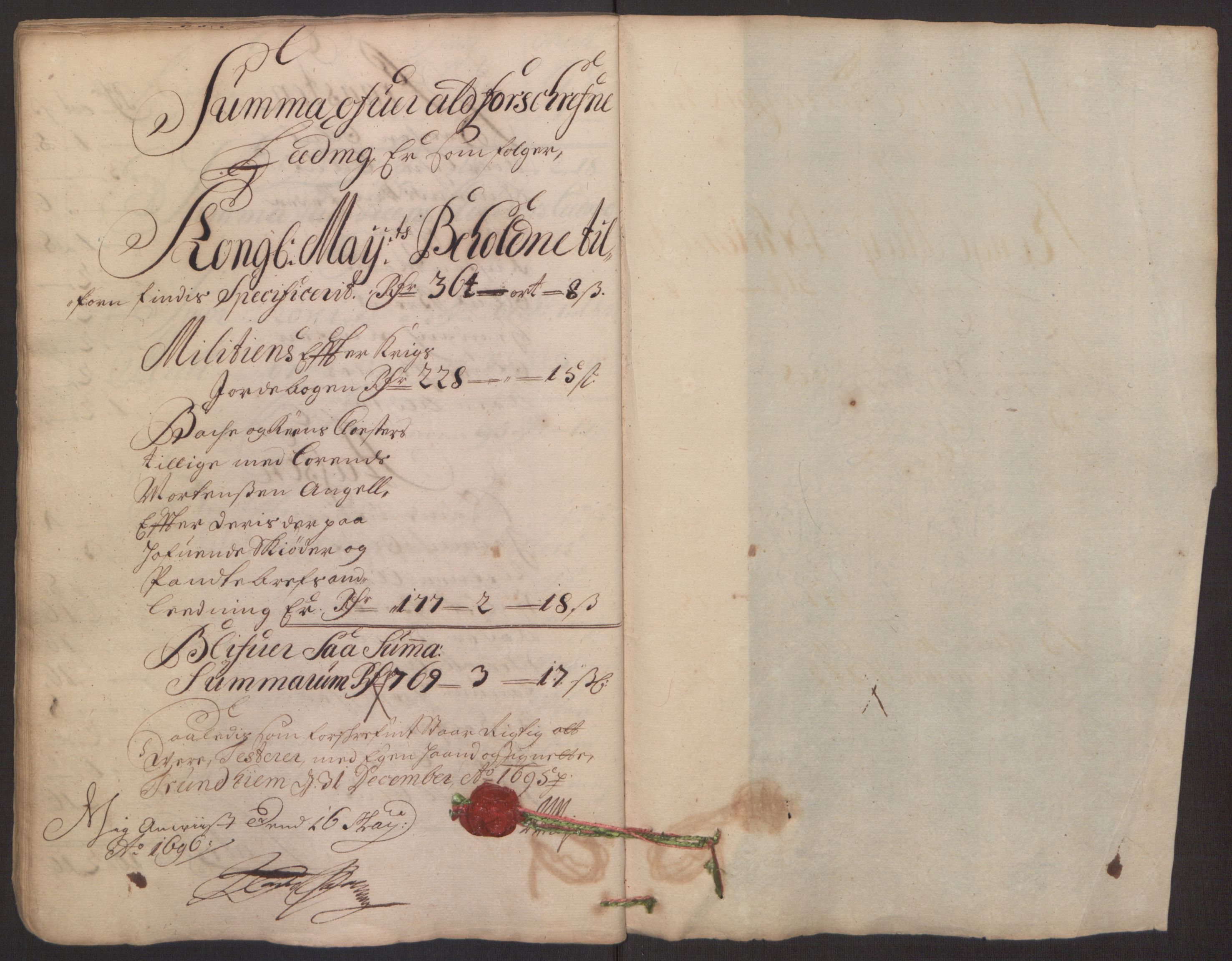 Rentekammeret inntil 1814, Reviderte regnskaper, Fogderegnskap, AV/RA-EA-4092/R62/L4187: Fogderegnskap Stjørdal og Verdal, 1695, p. 46