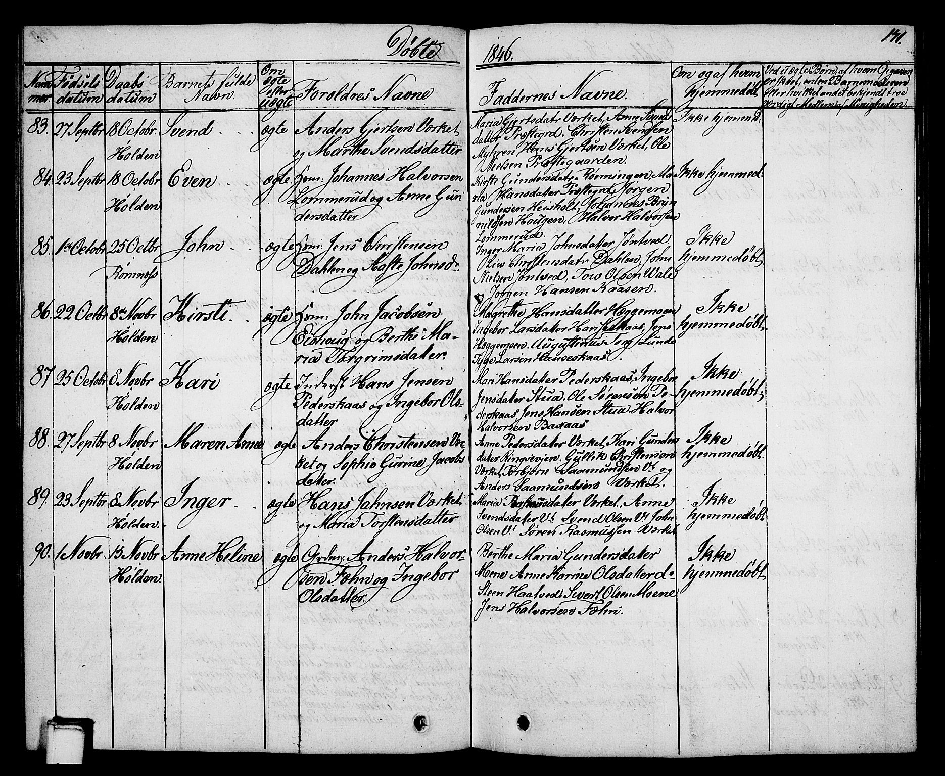 Holla kirkebøker, AV/SAKO-A-272/G/Ga/L0002: Parish register (copy) no. I 2, 1830-1848, p. 171