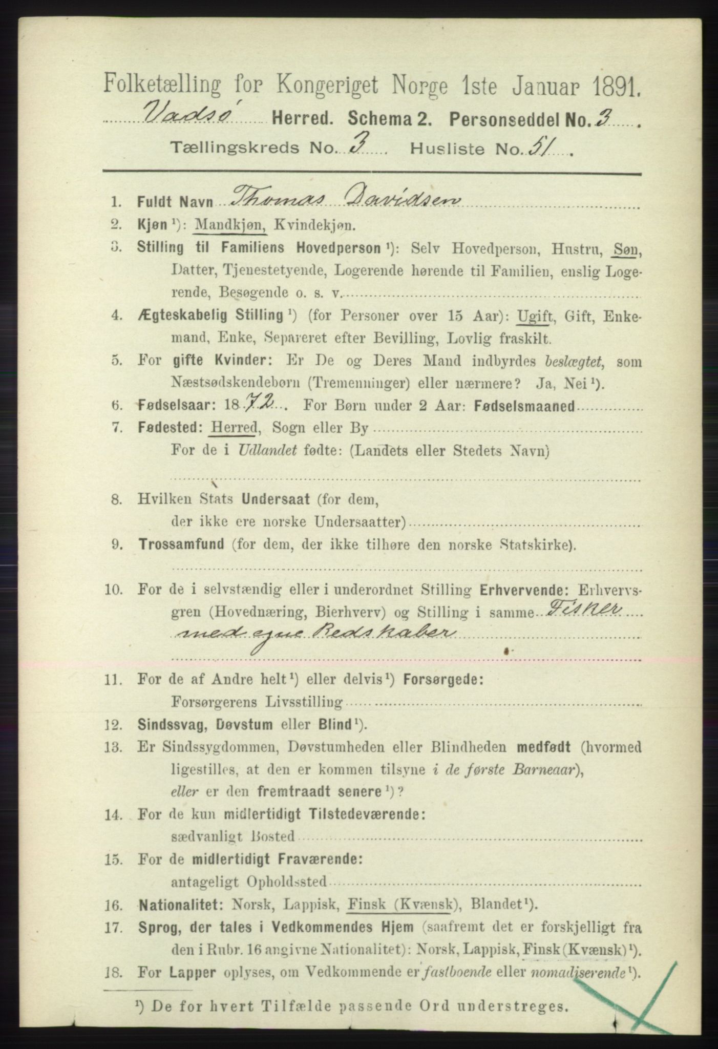 RA, 1891 census for 2029 Vadsø, 1891, p. 1128