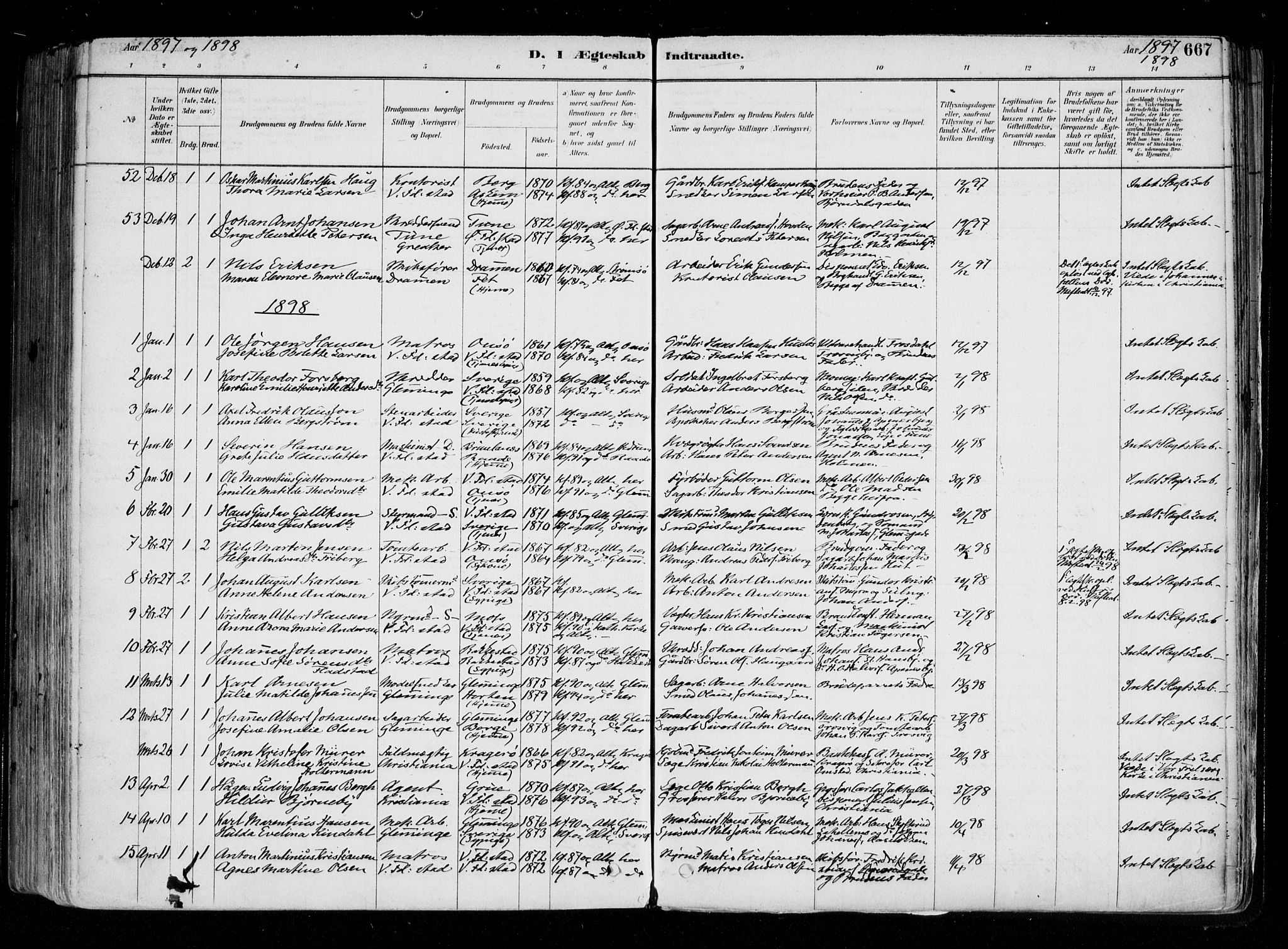 Fredrikstad domkirkes prestekontor Kirkebøker, AV/SAO-A-10906/F/Fa/L0004: Parish register (official) no. 4, 1878-1907, p. 667