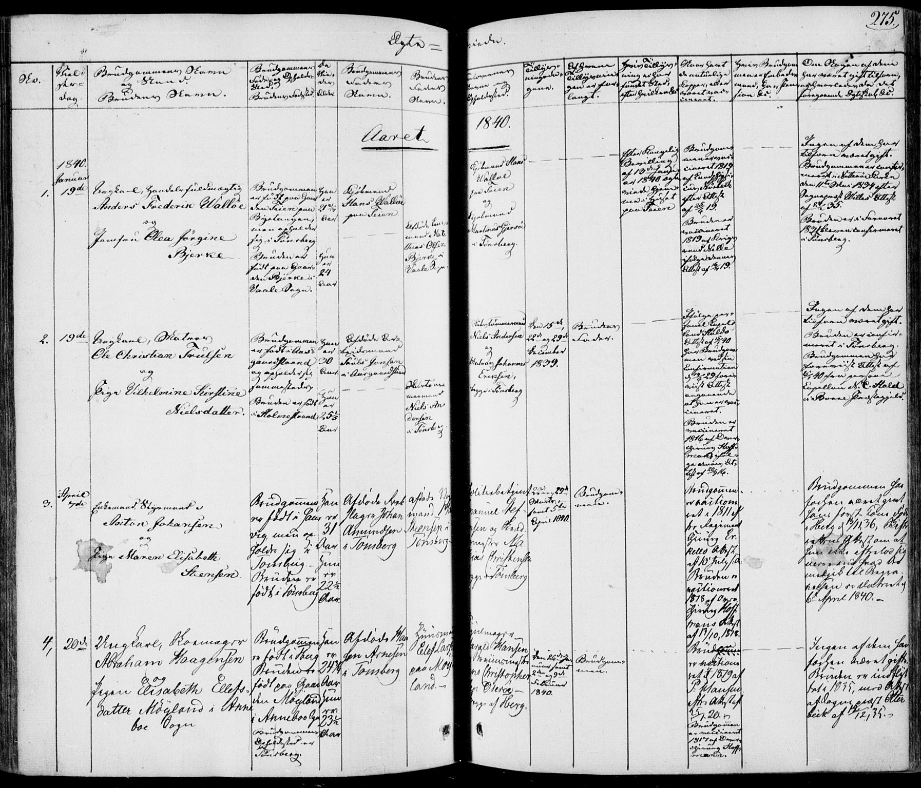 Tønsberg kirkebøker, SAKO/A-330/F/Fa/L0006: Parish register (official) no. I 6, 1836-1844, p. 275