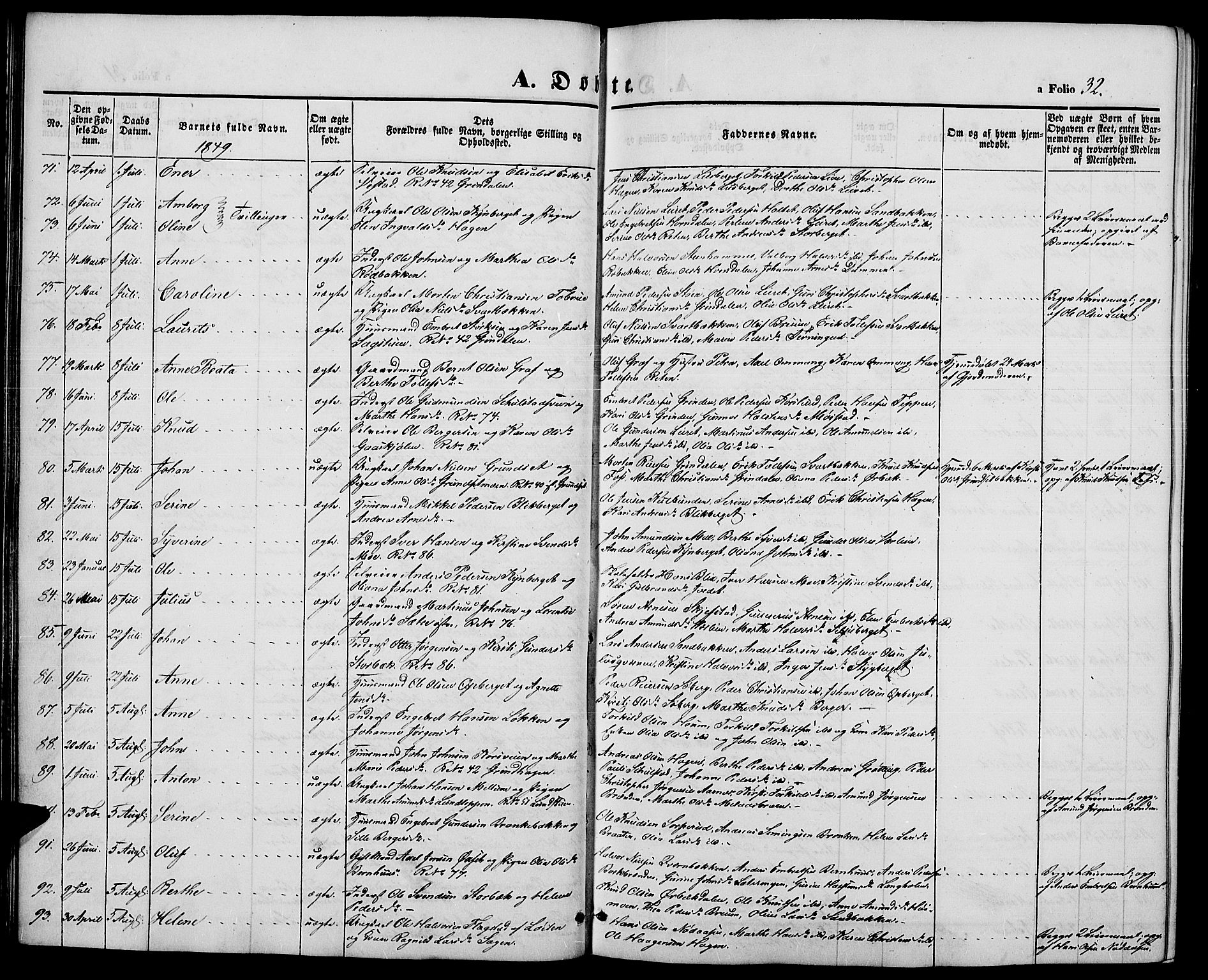Elverum prestekontor, SAH/PREST-044/H/Ha/Hab/L0002: Parish register (copy) no. 2, 1845-1855, p. 32