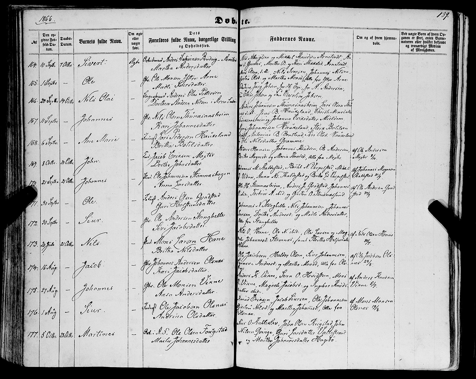 Haus sokneprestembete, SAB/A-75601/H/Haa: Parish register (official) no. A 17, 1858-1870, p. 139