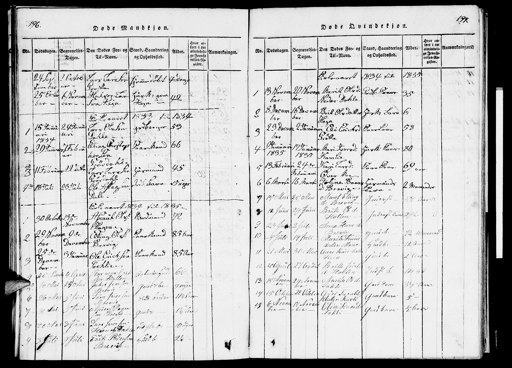 Ministerialprotokoller, klokkerbøker og fødselsregistre - Møre og Romsdal, AV/SAT-A-1454/545/L0587: Parish register (copy) no. 545C01, 1818-1836, p. 196-197