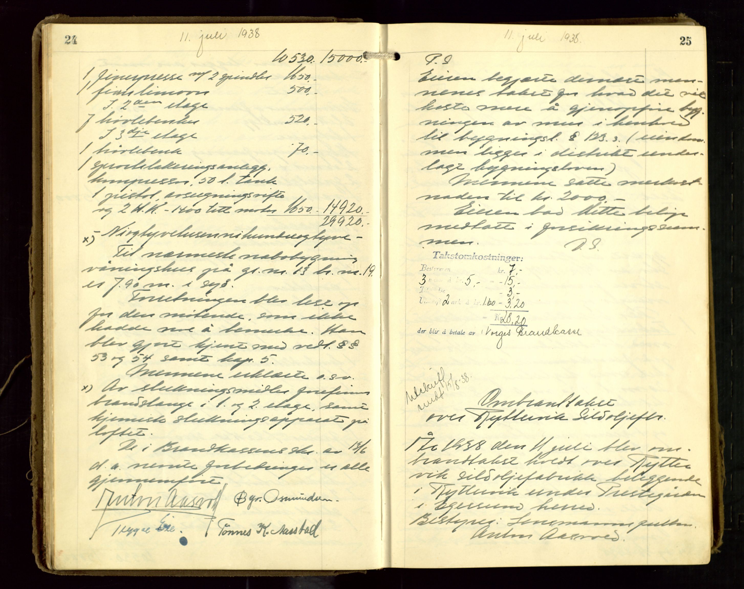 Eigersund lensmannskontor, AV/SAST-A-100171/Goa/L0006: "Brandtakstprotokoll", 1937-1943, p. 24-25