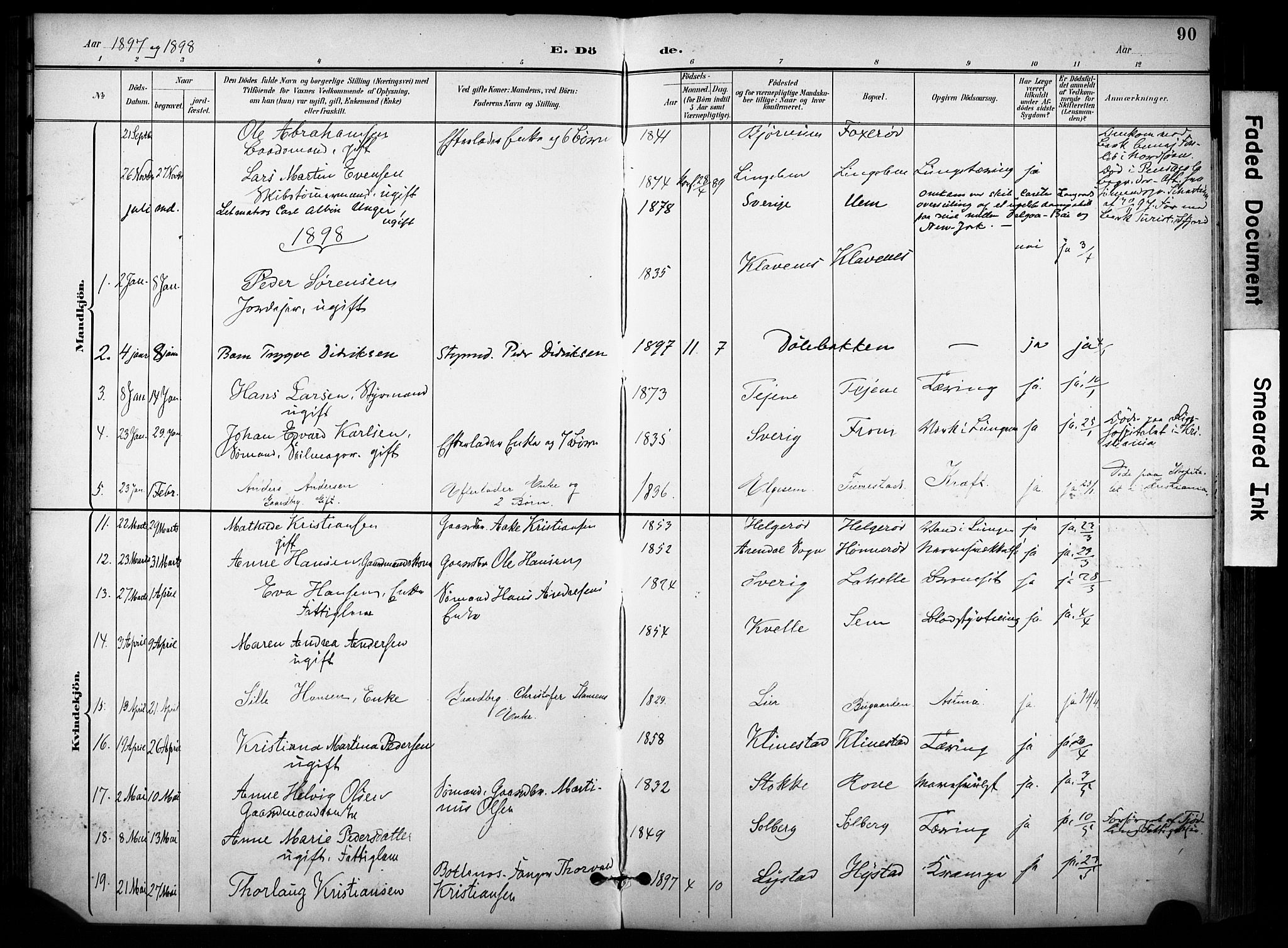 Sandar kirkebøker, AV/SAKO-A-243/F/Fa/L0015: Parish register (official) no. 15, 1896-1907, p. 90