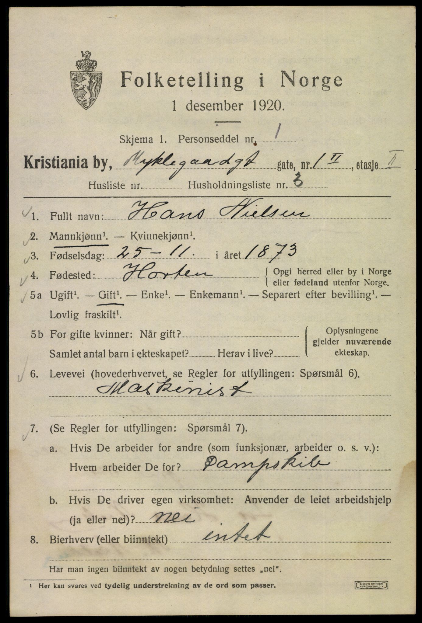 SAO, 1920 census for Kristiania, 1920, p. 405545