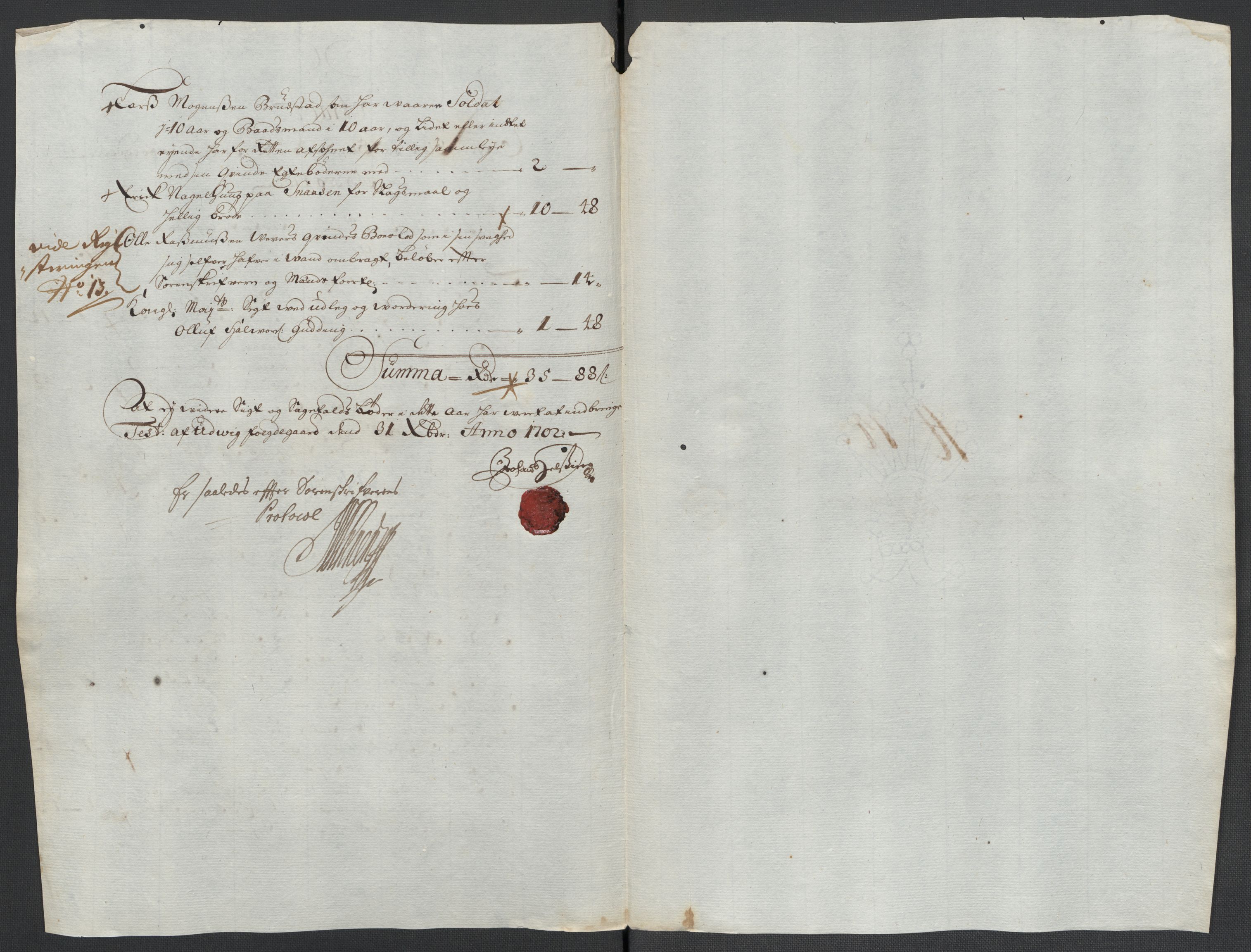 Rentekammeret inntil 1814, Reviderte regnskaper, Fogderegnskap, AV/RA-EA-4092/R63/L4312: Fogderegnskap Inderøy, 1701-1702, p. 412