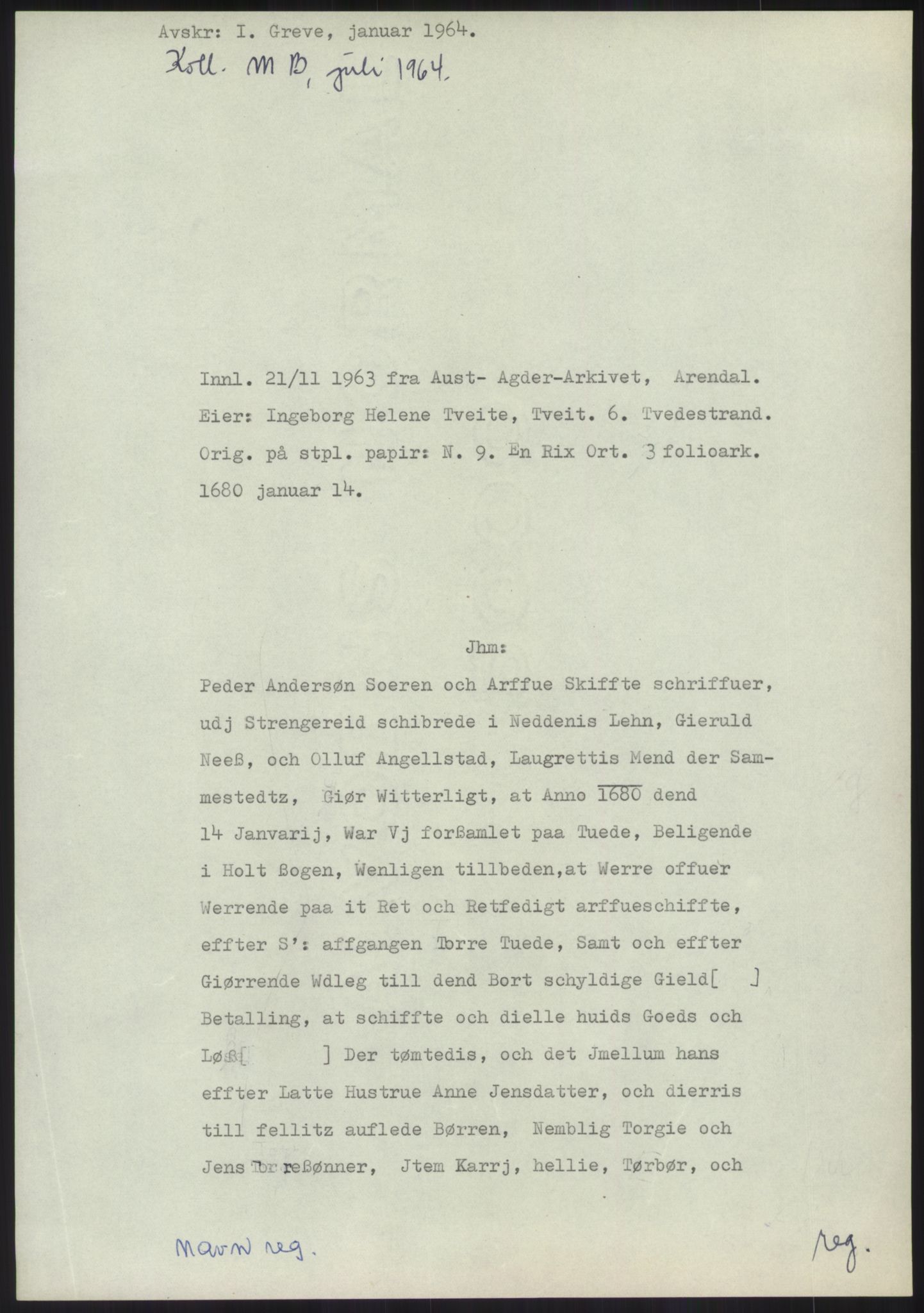 Samlinger til kildeutgivelse, Diplomavskriftsamlingen, RA/EA-4053/H/Ha, p. 1023