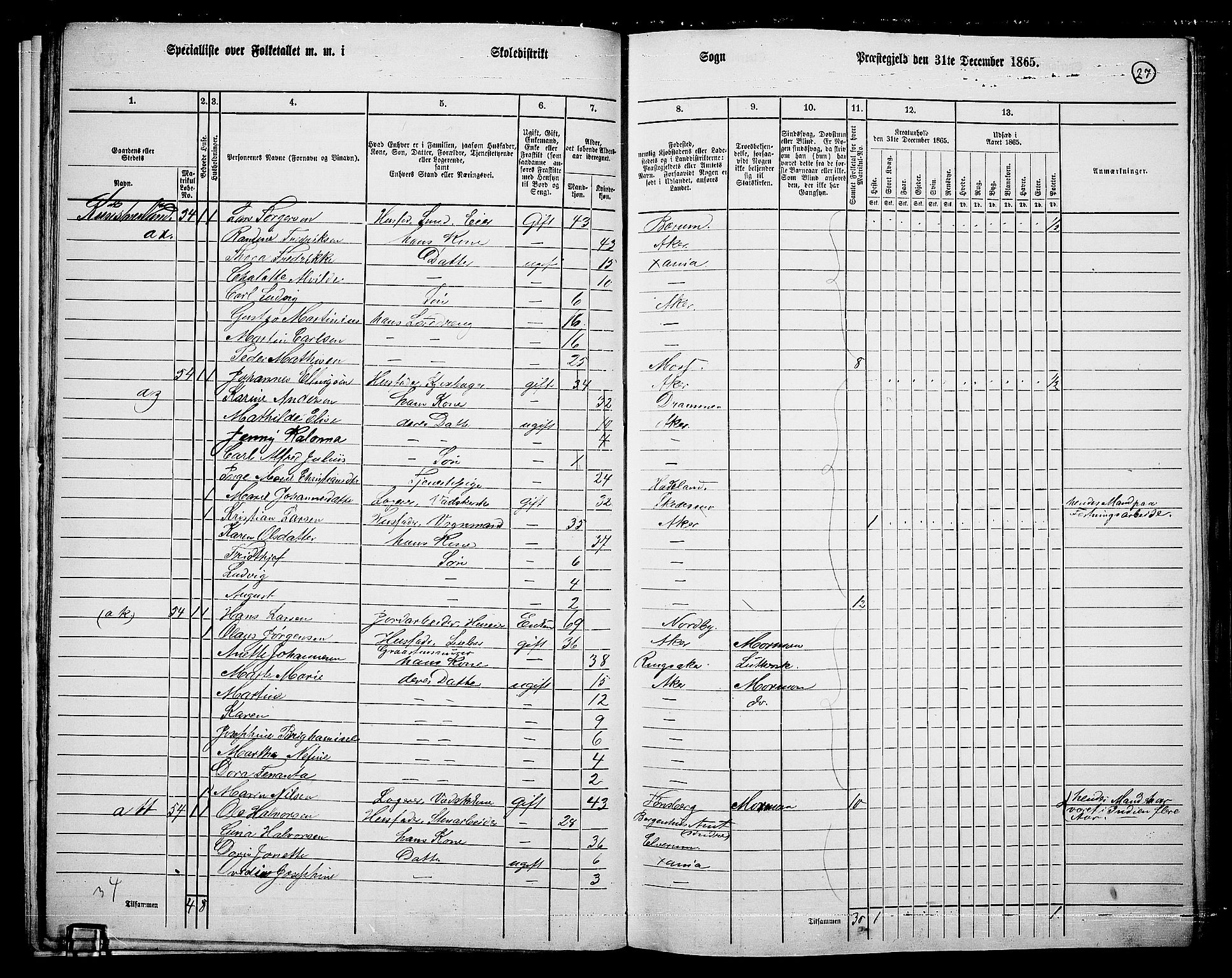 RA, 1865 census for Vestre Aker, 1865, p. 24