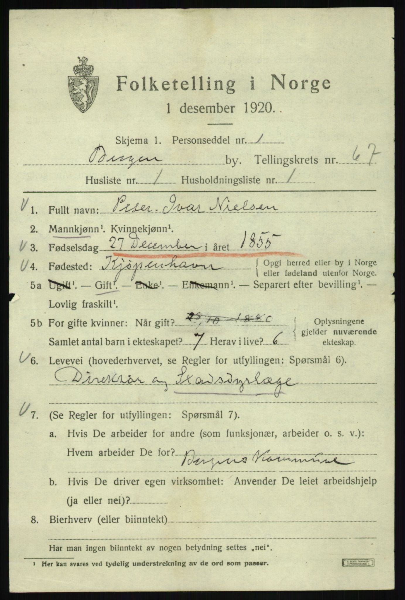 SAB, 1920 census for Bergen, 1920, p. 135159
