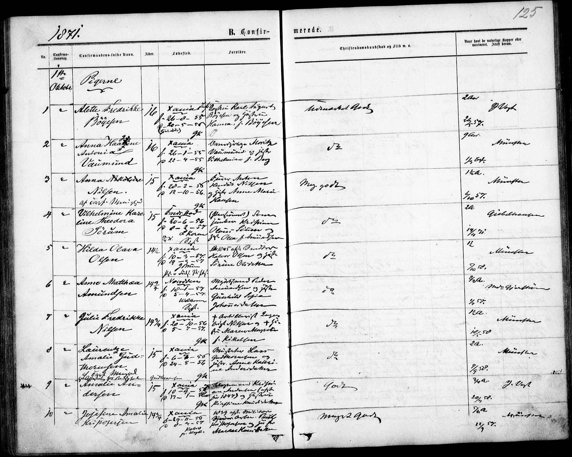 Garnisonsmenigheten Kirkebøker, SAO/A-10846/F/Fa/L0011: Parish register (official) no. 11, 1870-1880, p. 125