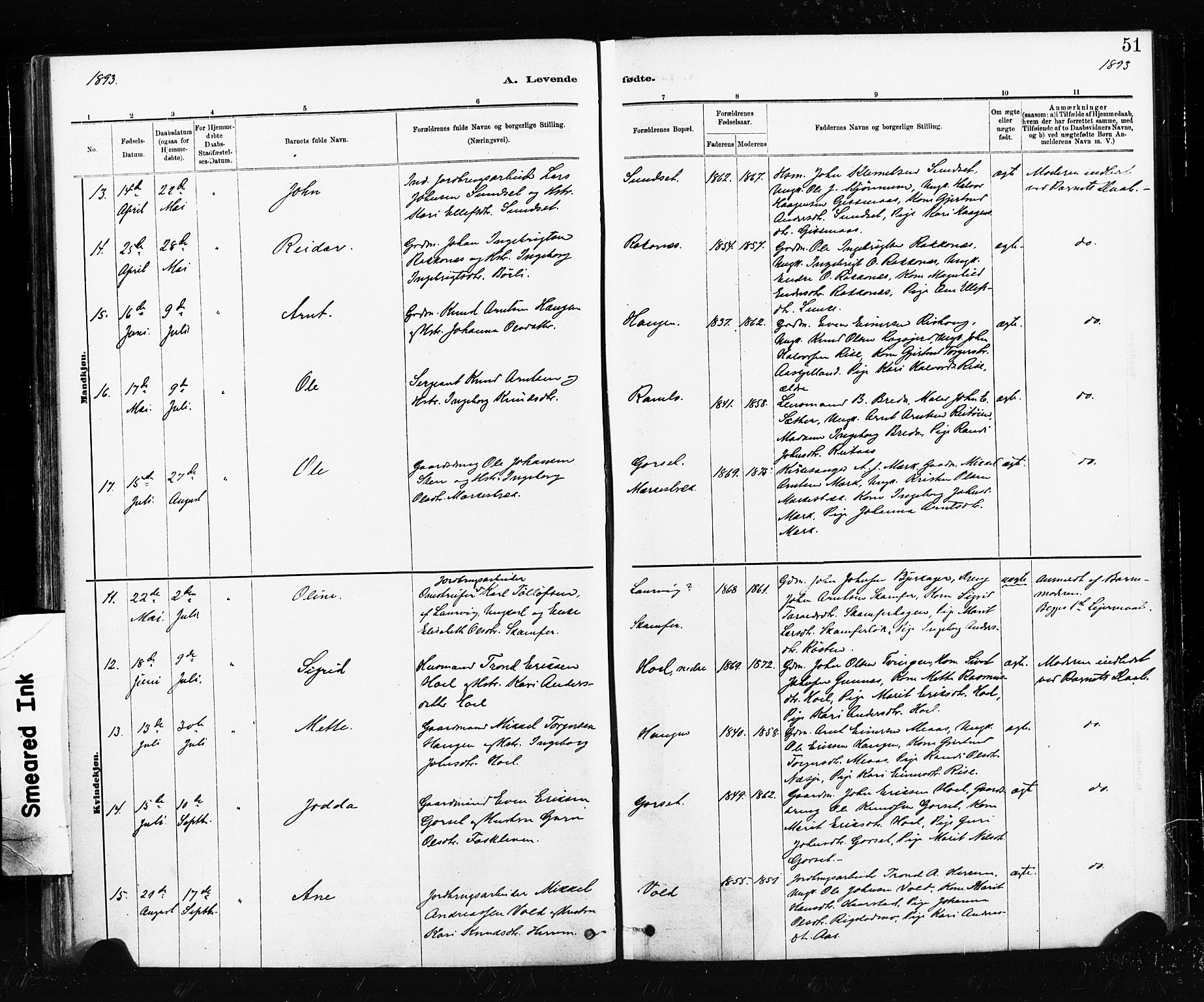 Ministerialprotokoller, klokkerbøker og fødselsregistre - Sør-Trøndelag, AV/SAT-A-1456/674/L0871: Parish register (official) no. 674A03, 1880-1896, p. 51