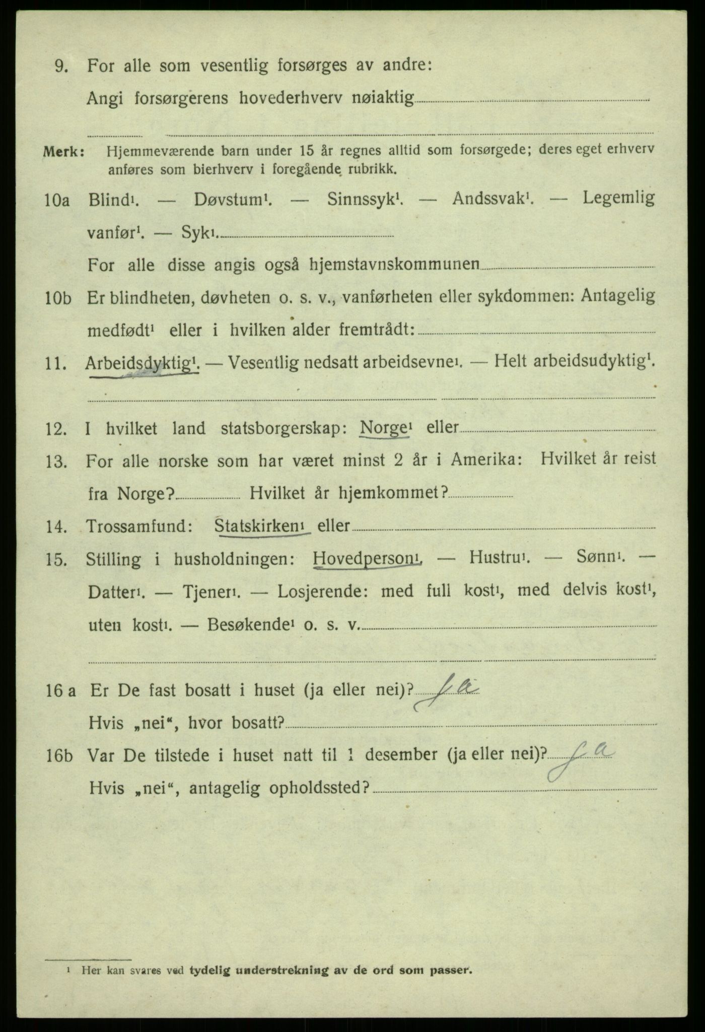 SAB, 1920 census for Os, 1920, p. 2933