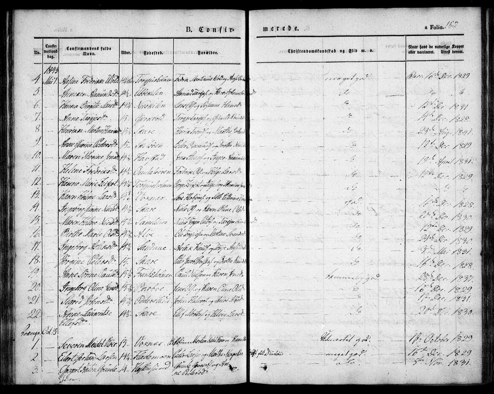 Tromøy sokneprestkontor, AV/SAK-1111-0041/F/Fa/L0004: Parish register (official) no. A 4, 1837-1846, p. 155