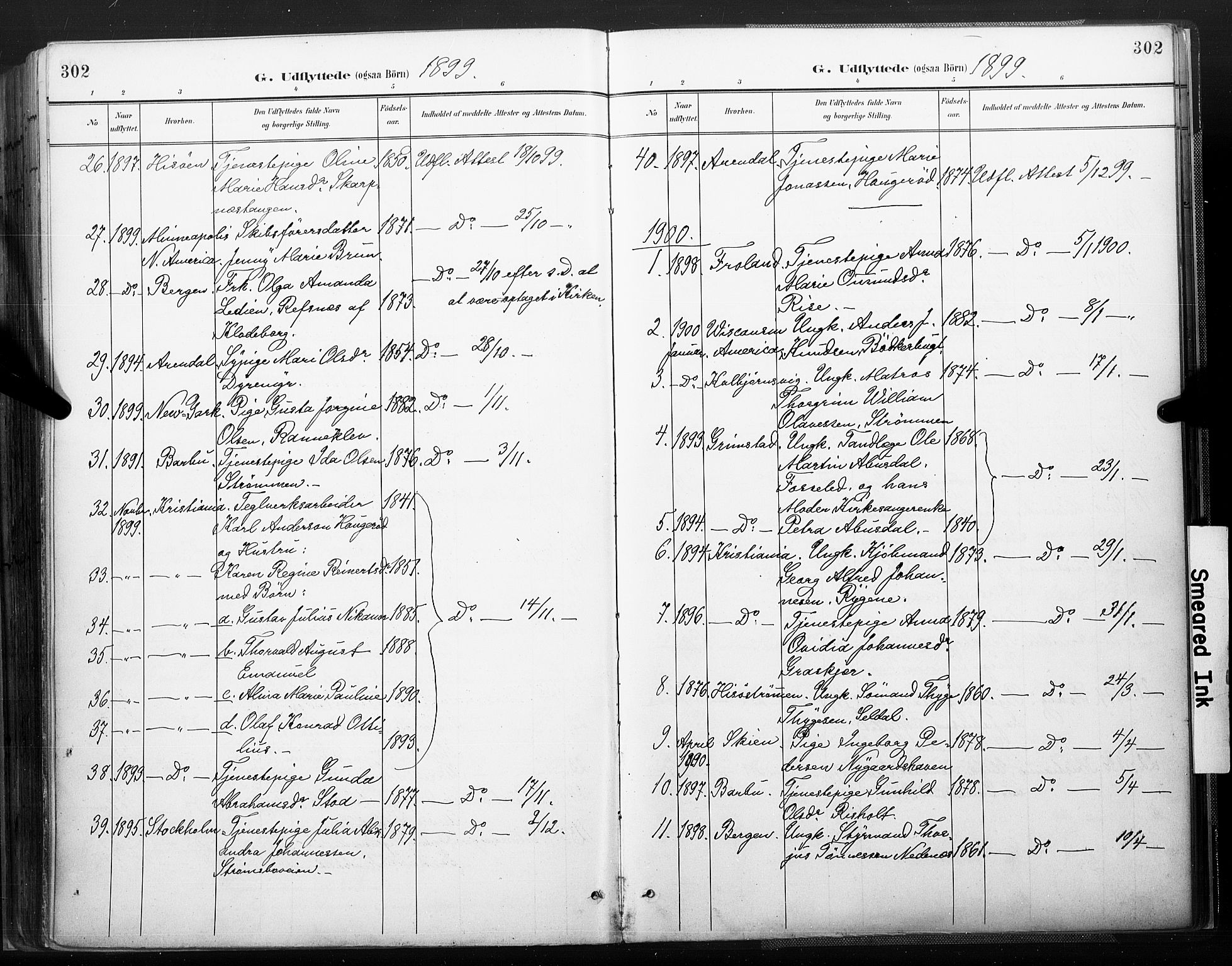 Øyestad sokneprestkontor, AV/SAK-1111-0049/F/Fa/L0018: Parish register (official) no. A 18, 1897-1907, p. 302