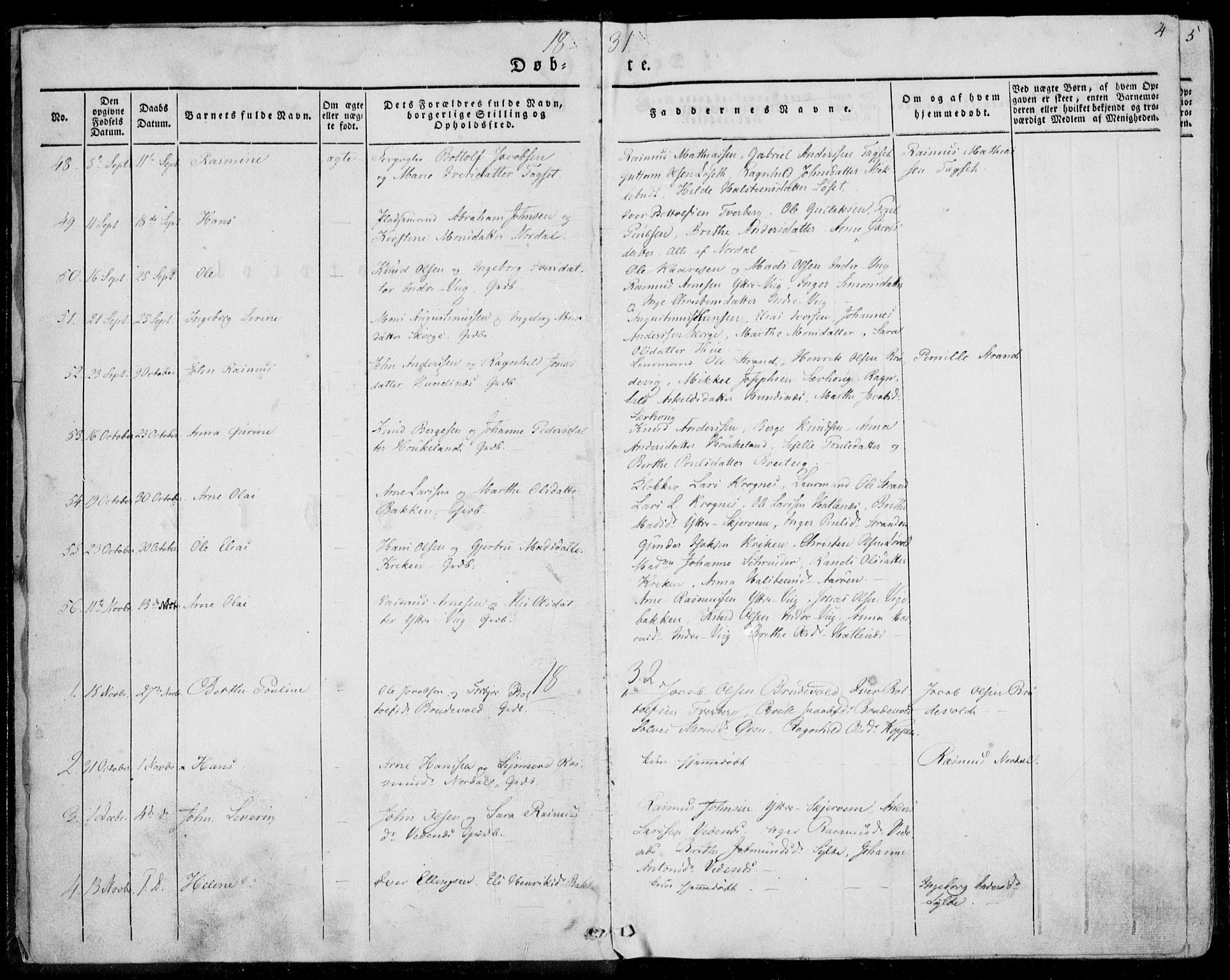 Ministerialprotokoller, klokkerbøker og fødselsregistre - Møre og Romsdal, AV/SAT-A-1454/501/L0005: Parish register (official) no. 501A05, 1831-1844, p. 4