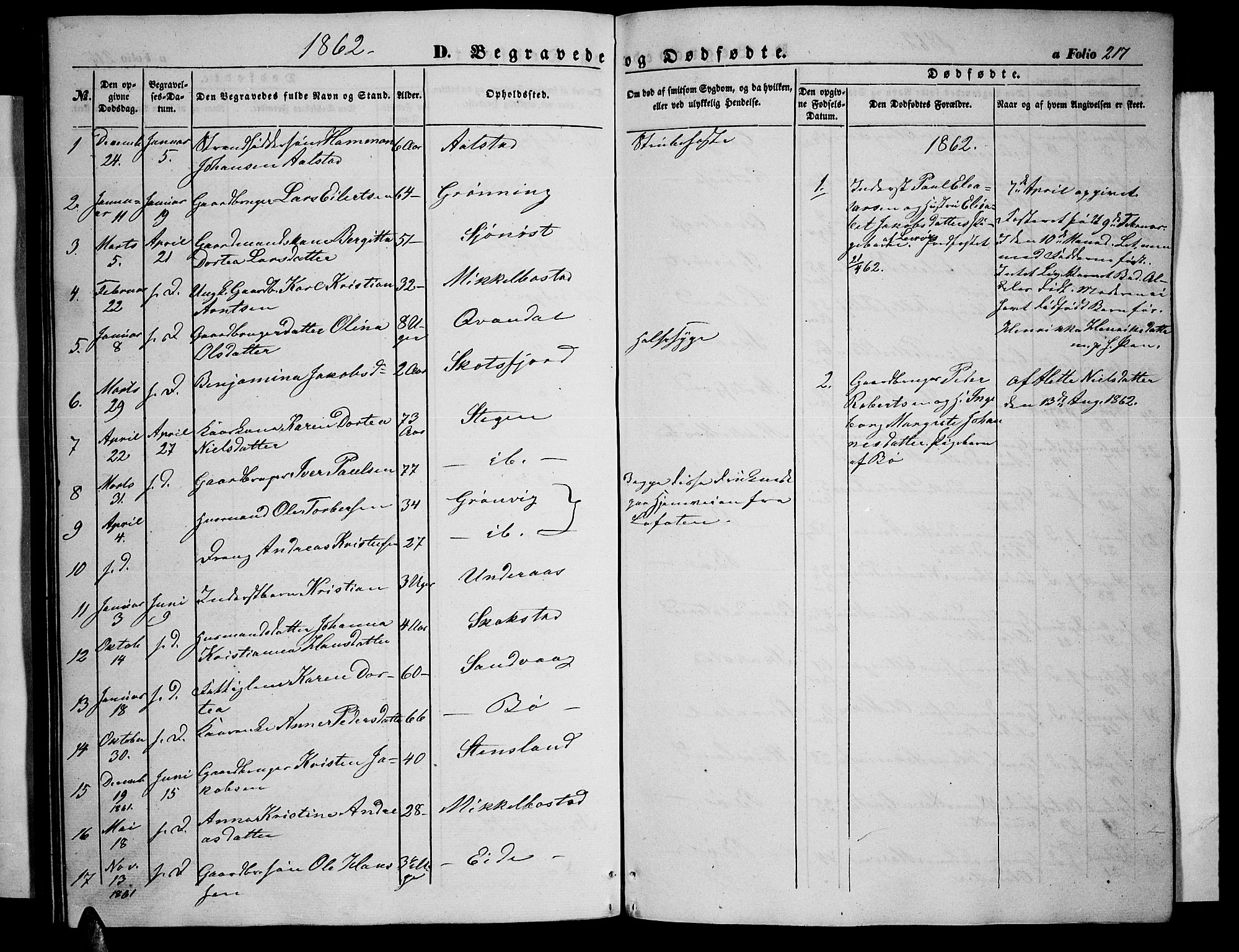 Ministerialprotokoller, klokkerbøker og fødselsregistre - Nordland, AV/SAT-A-1459/855/L0814: Parish register (copy) no. 855C03, 1851-1864, p. 217