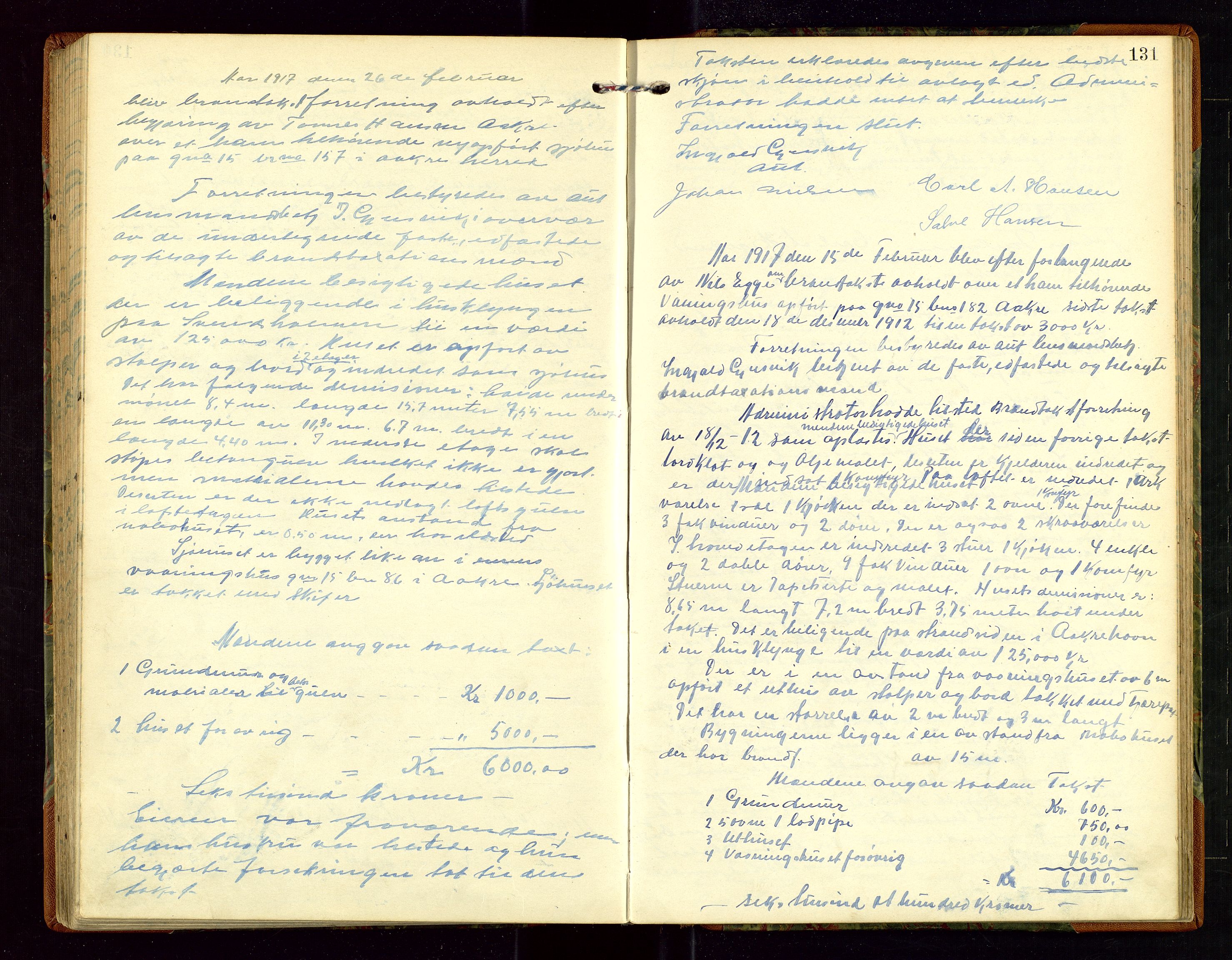 Skudenes lensmannskontor, SAST/A-100444/Goa/L0004: Branntakstprotokoll, 1903-1917, p. 130b-131a