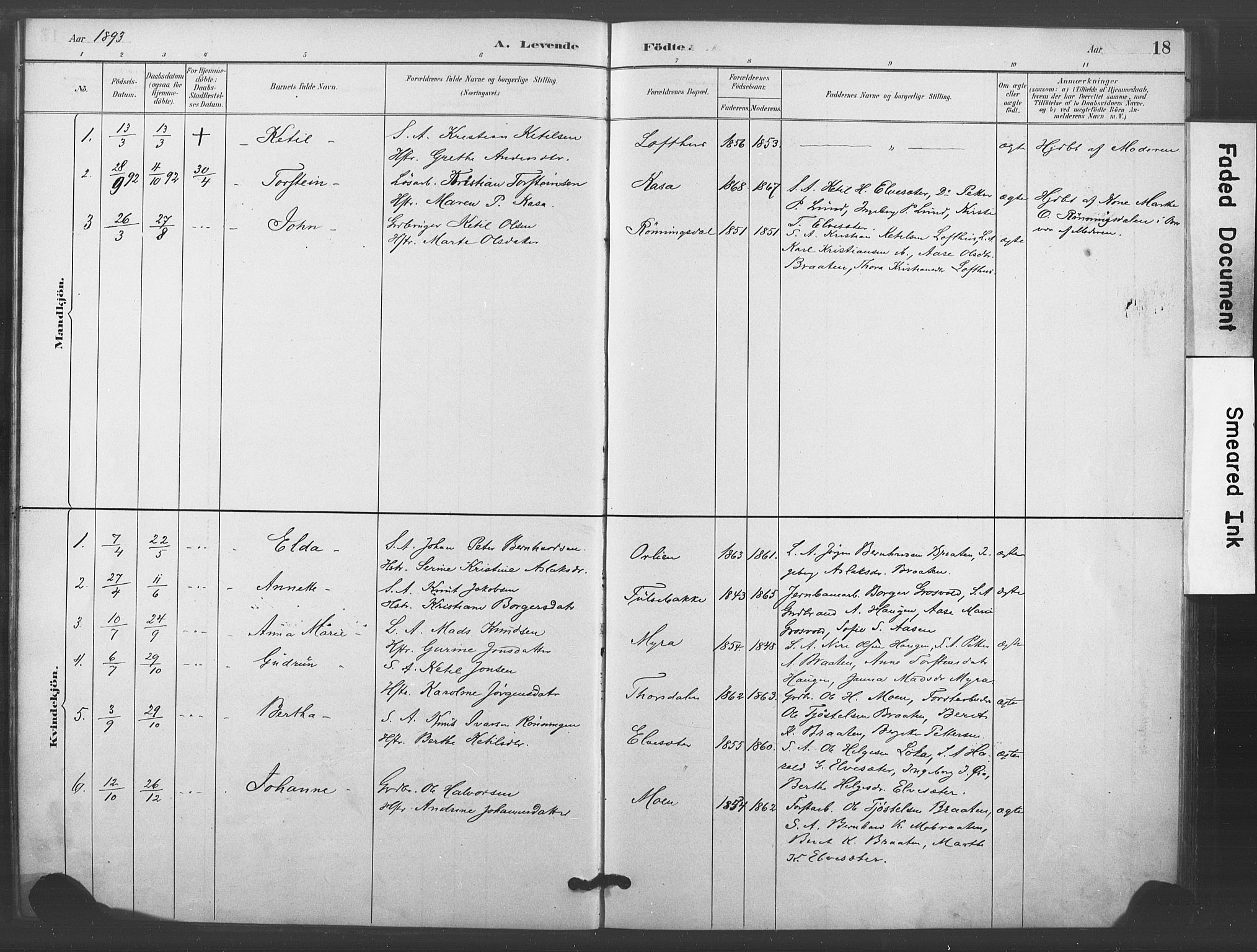 Kongsberg kirkebøker, SAKO/A-22/F/Fc/L0001: Parish register (official) no. III 1, 1883-1897, p. 18