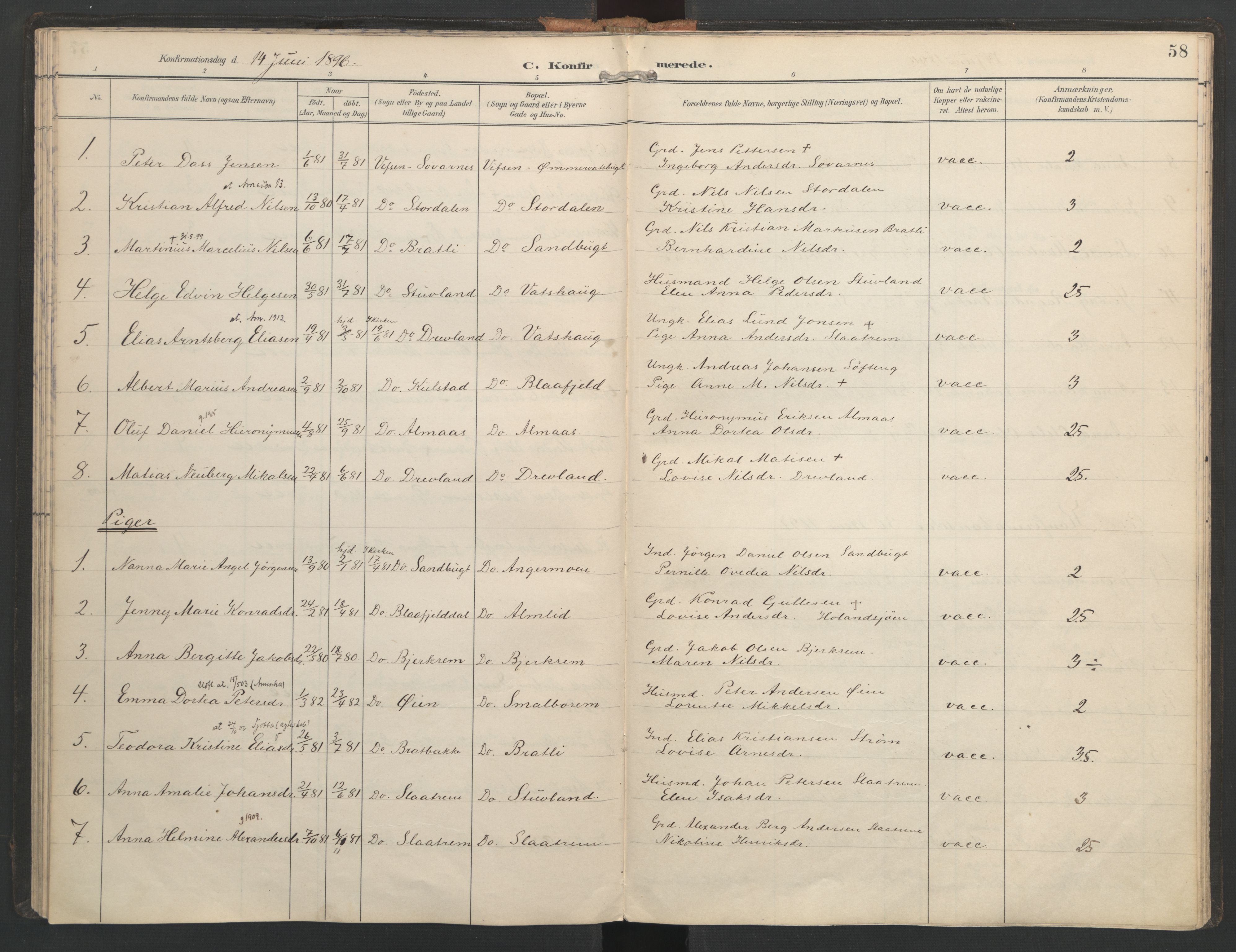 Ministerialprotokoller, klokkerbøker og fødselsregistre - Nordland, SAT/A-1459/821/L0317: Parish register (official) no. 821A01, 1892-1907, p. 58