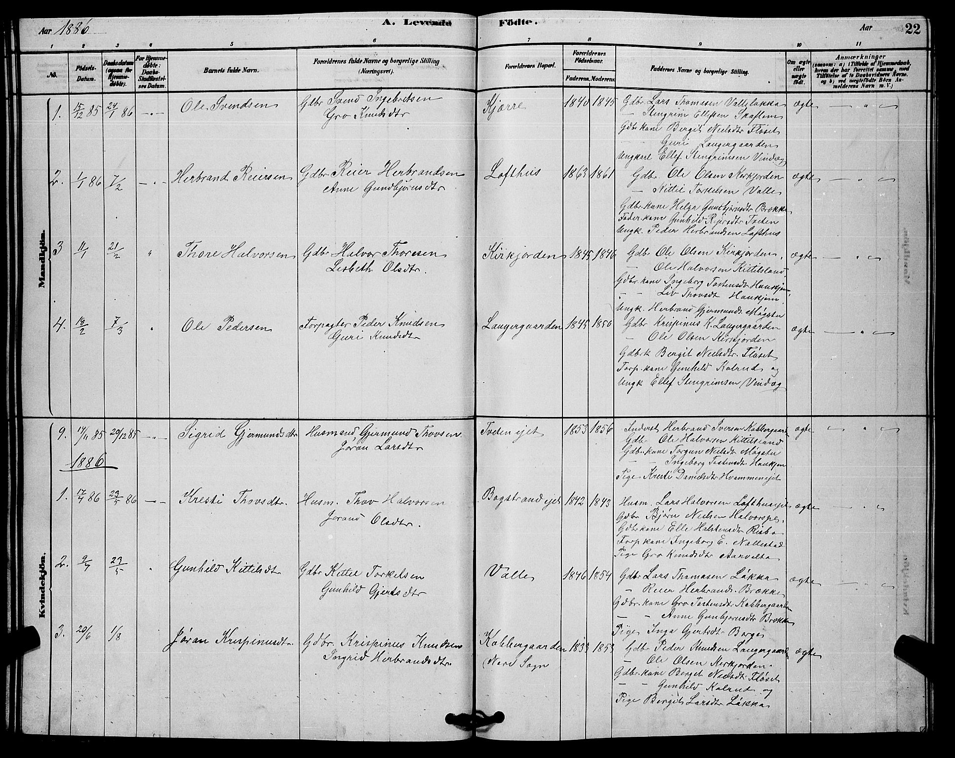 Rollag kirkebøker, SAKO/A-240/G/Gb/L0002: Parish register (copy) no. II 2, 1878-1898, p. 22