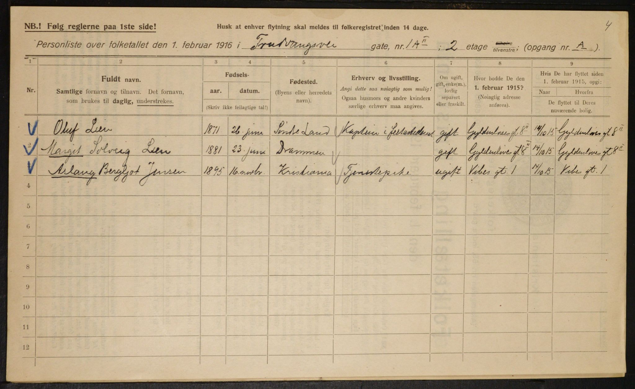 OBA, Municipal Census 1916 for Kristiania, 1916, p. 120504